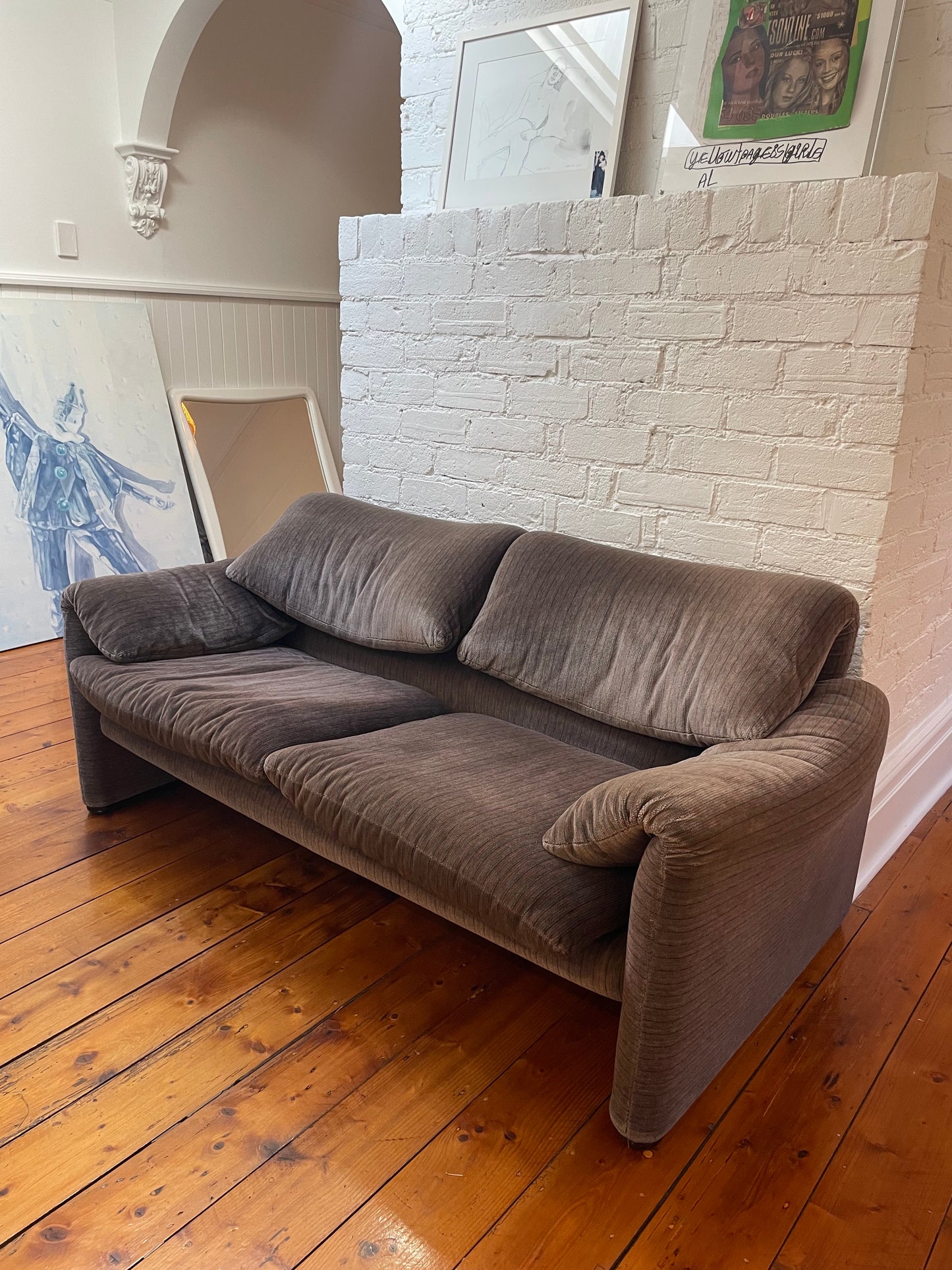 Original Maralunga Two-Seater Sofa by Vico Magistretti for Cassina