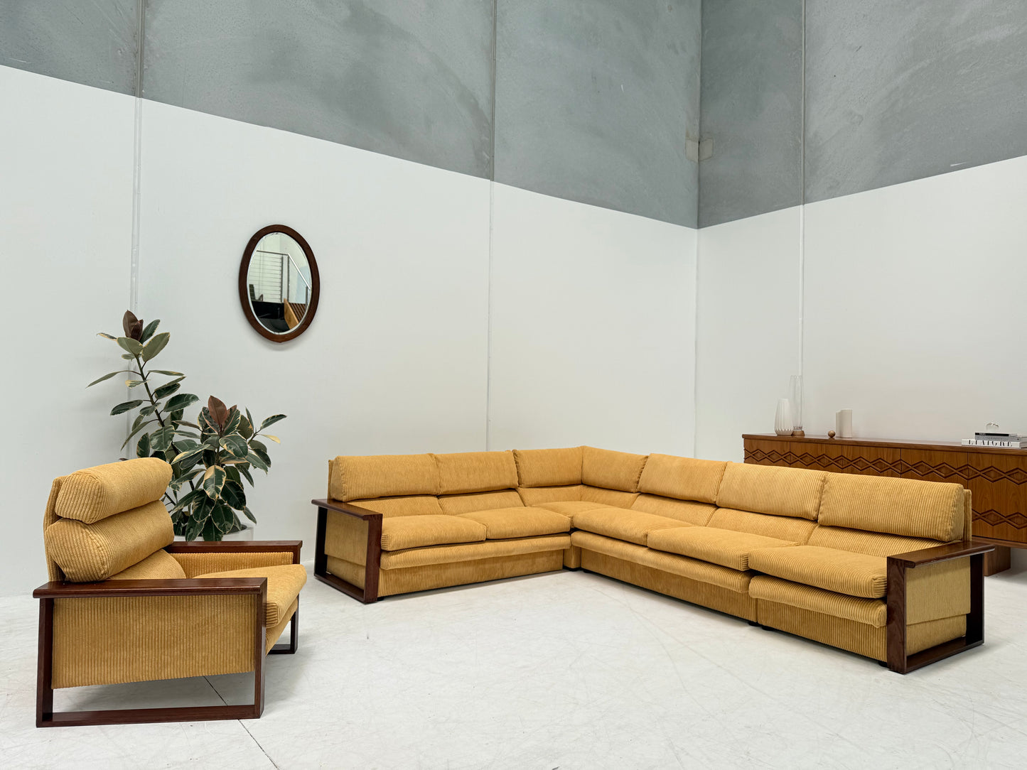 Large Modular Corduroy Sofa