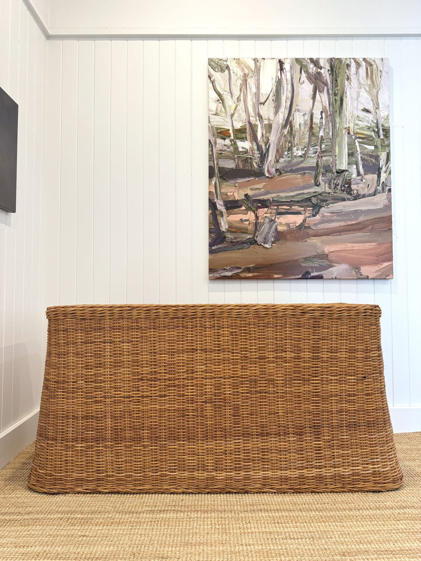 French Trompe L'oeil Draped Wicker Sideboard