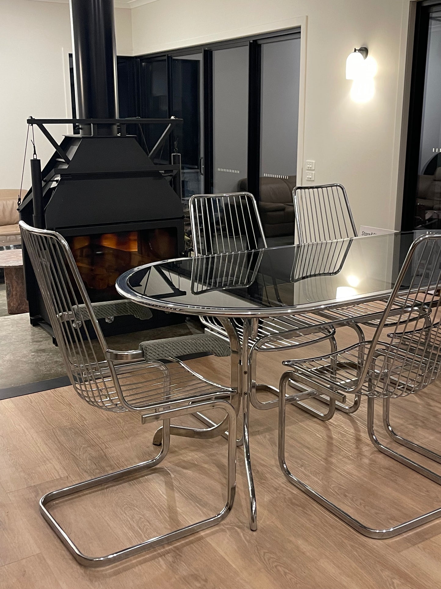 - Chrome & Smoked Glass Dining Table - Gastone Rinaldi for Rima, 70's.