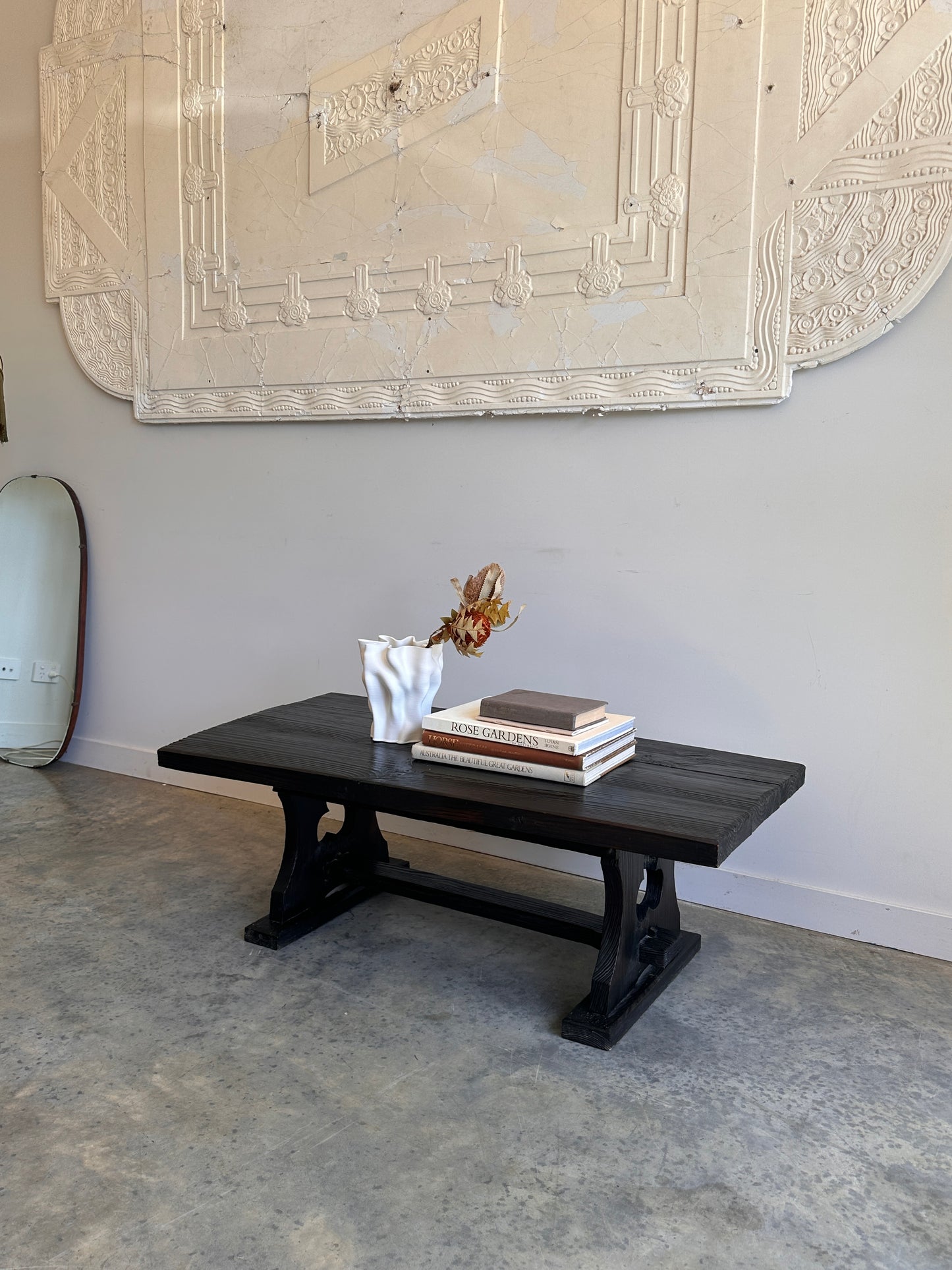 Vintage Blackened Oregon Coffee Table - Spanish Revival