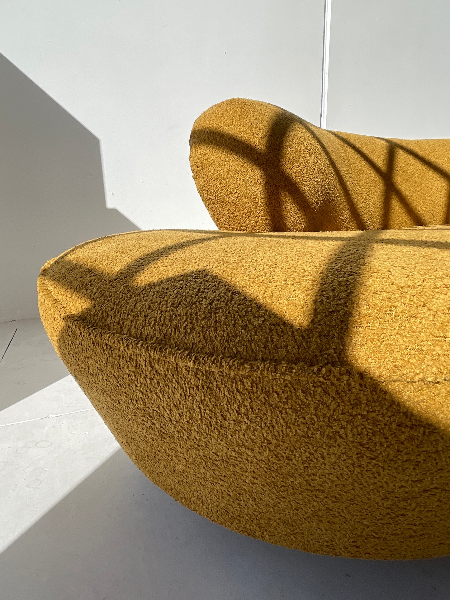 - Curved Mustard Bouclé Sofa