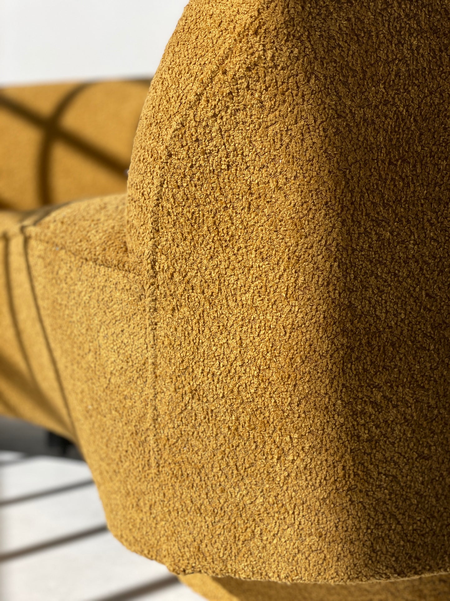 - Curved Mustard Bouclé Sofa