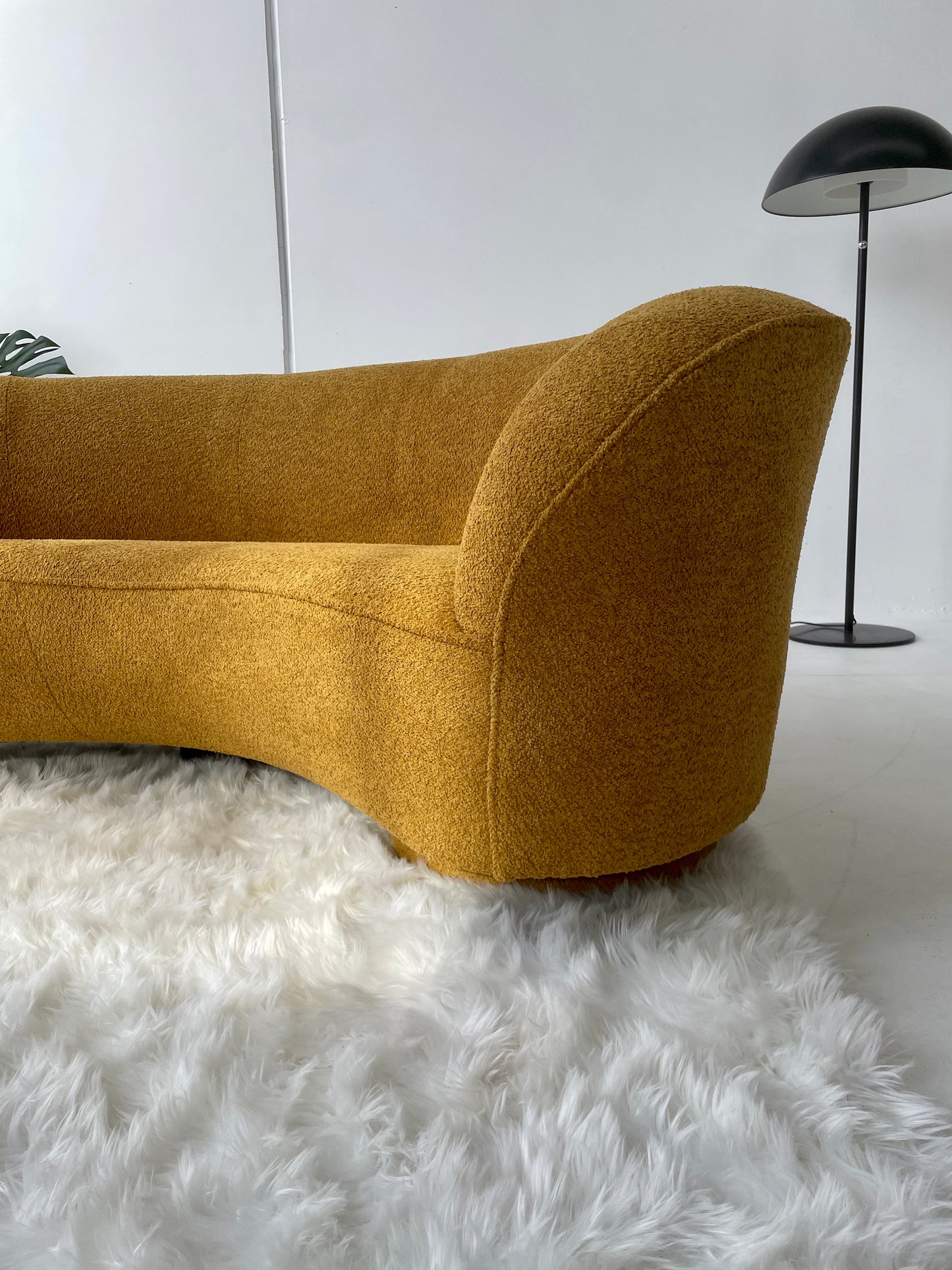 - Curved Mustard Bouclé Sofa
