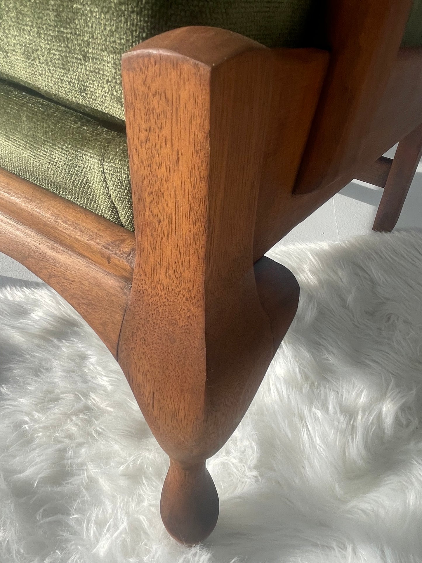 Restored Vintage Green Three-Seater Sofa & Armchairs