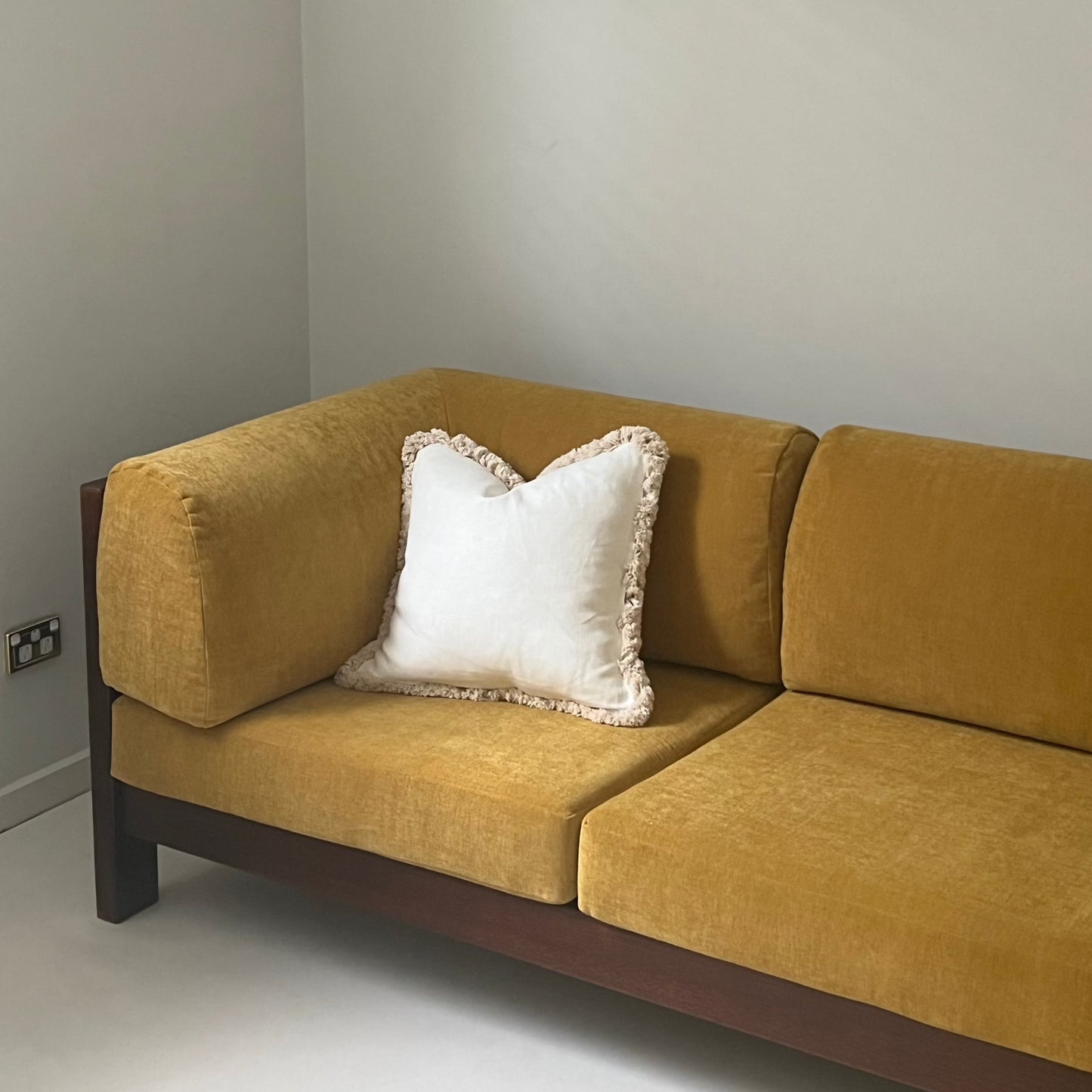 Mustard Velvet Modular Sofa & Ottoman Set