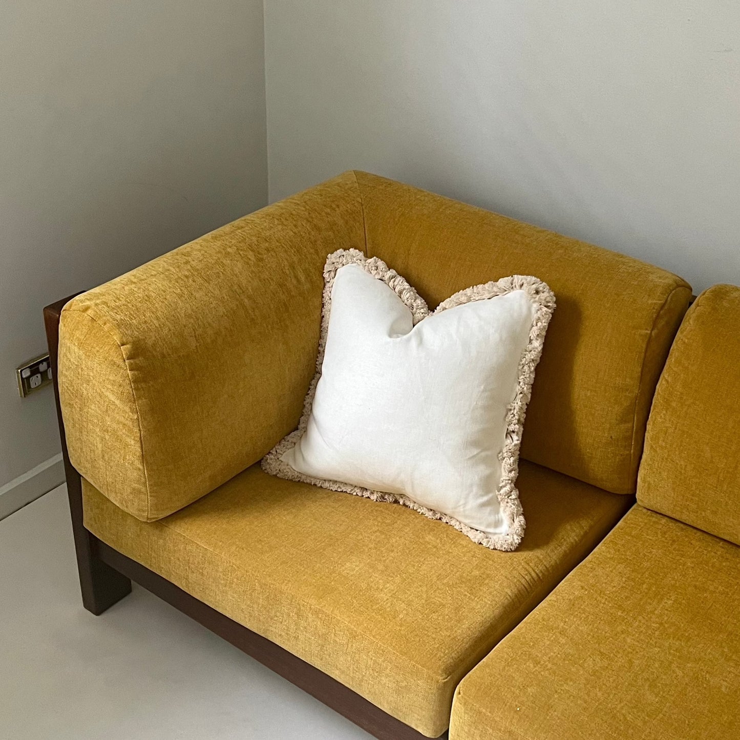 Mustard Velvet Modular Sofa & Ottoman Set