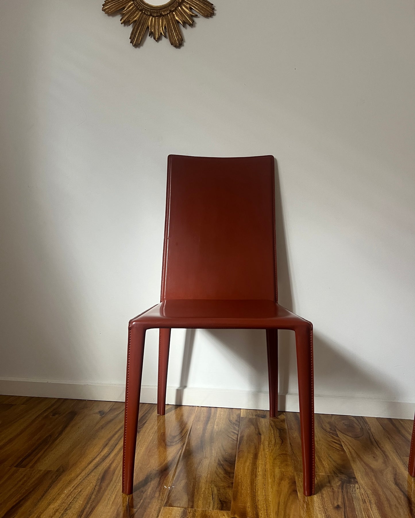 Brick-Red Leather 'Norma' Chairs by Arper, Italy (Set of 6)