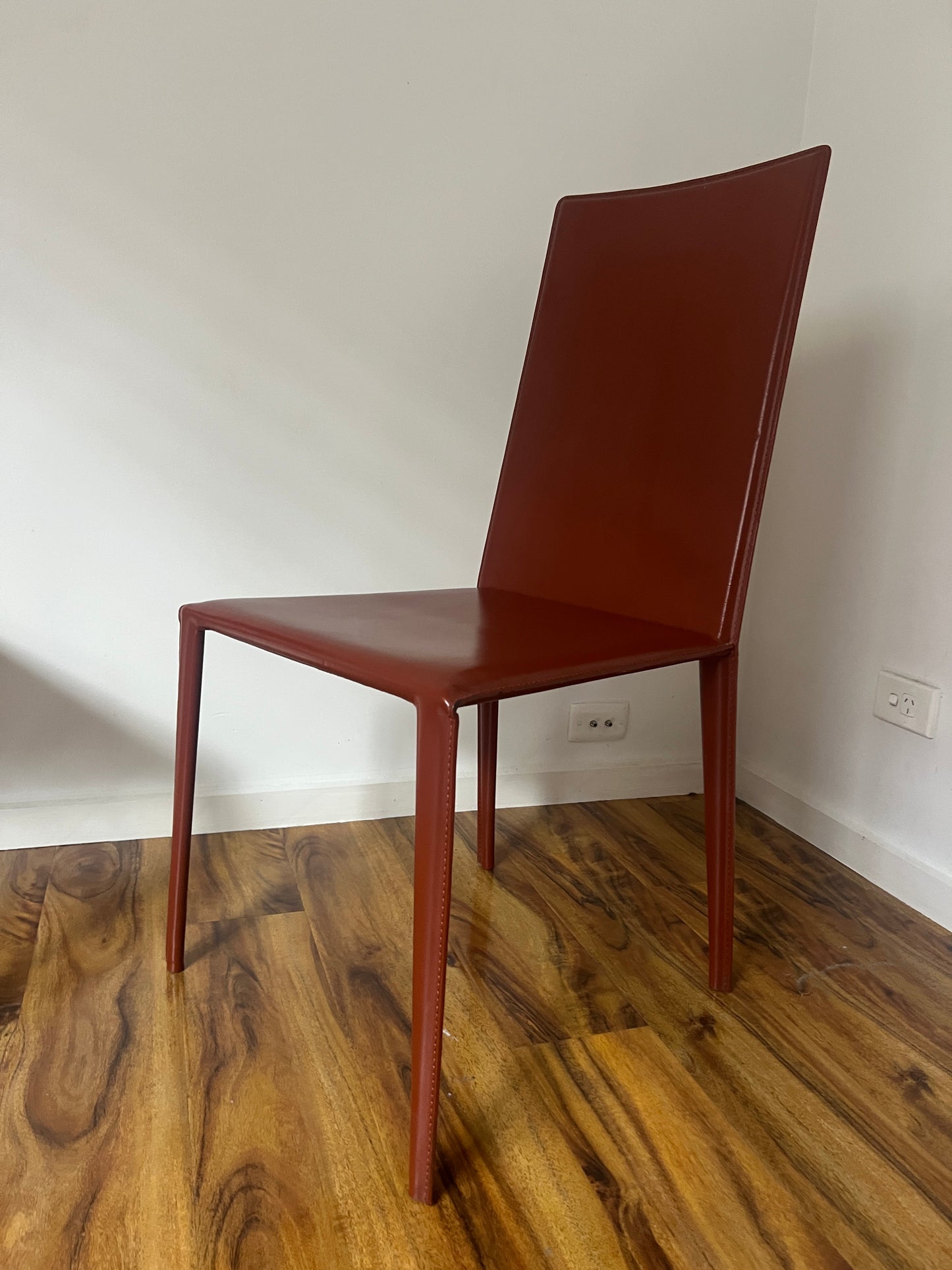 Brick-Red Leather 'Norma' Chairs by Arper, Italy (Set of 6)