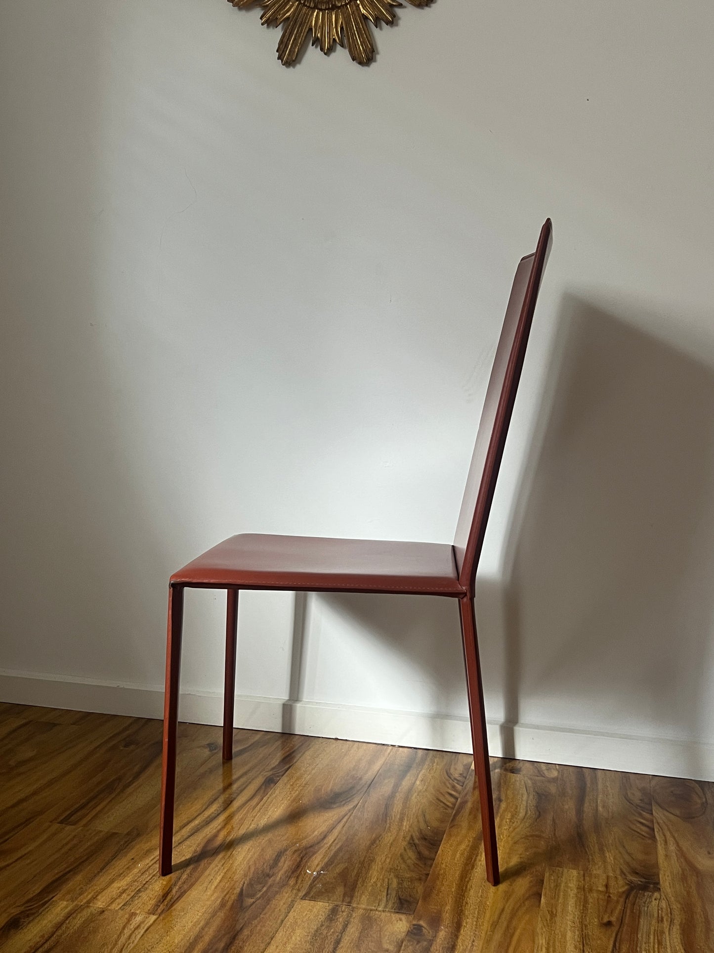 Brick-Red Leather 'Norma' Chairs by Arper, Italy (Set of 6)