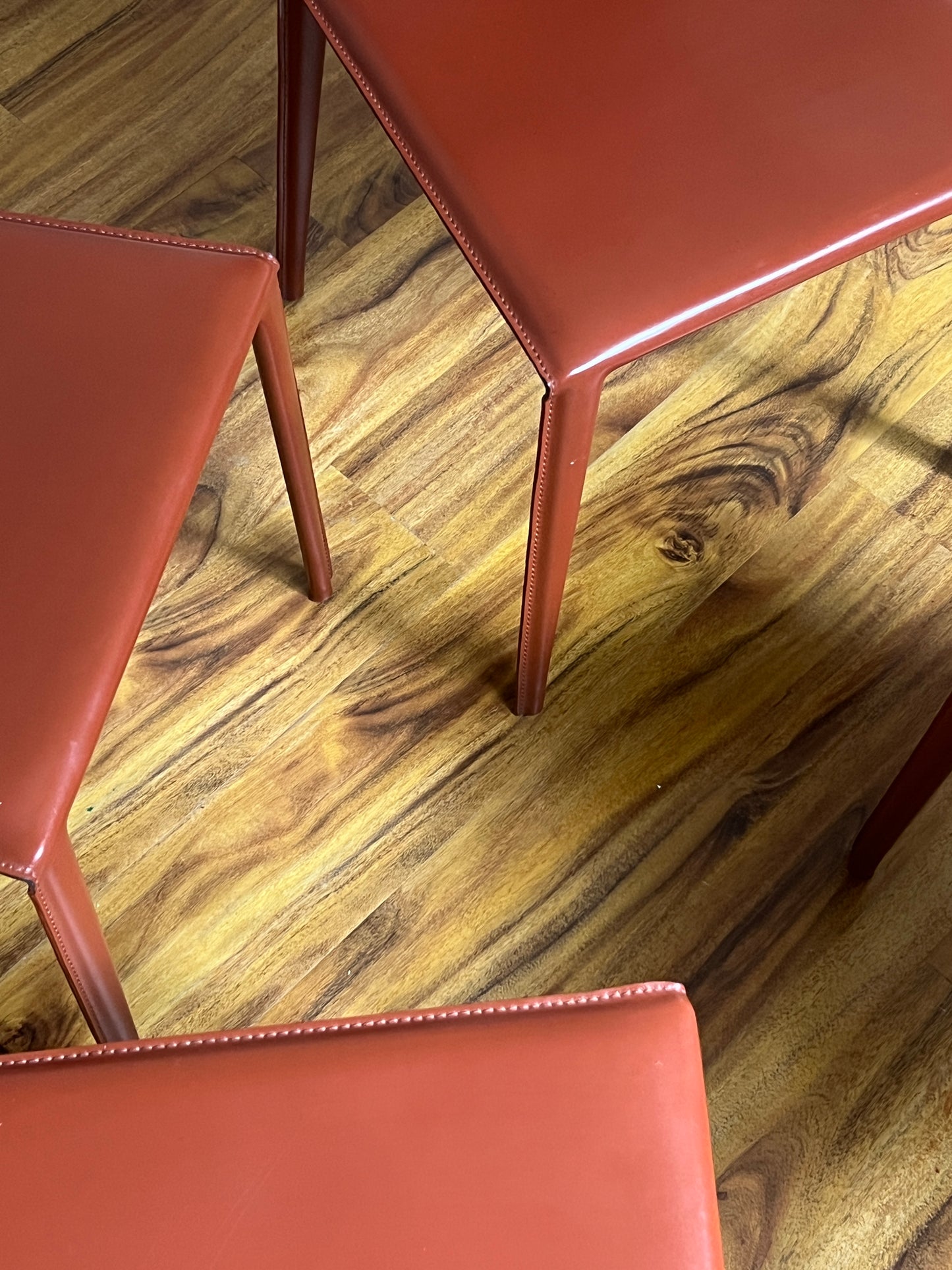 Brick-Red Leather 'Norma' Chairs by Arper, Italy (Set of 6)