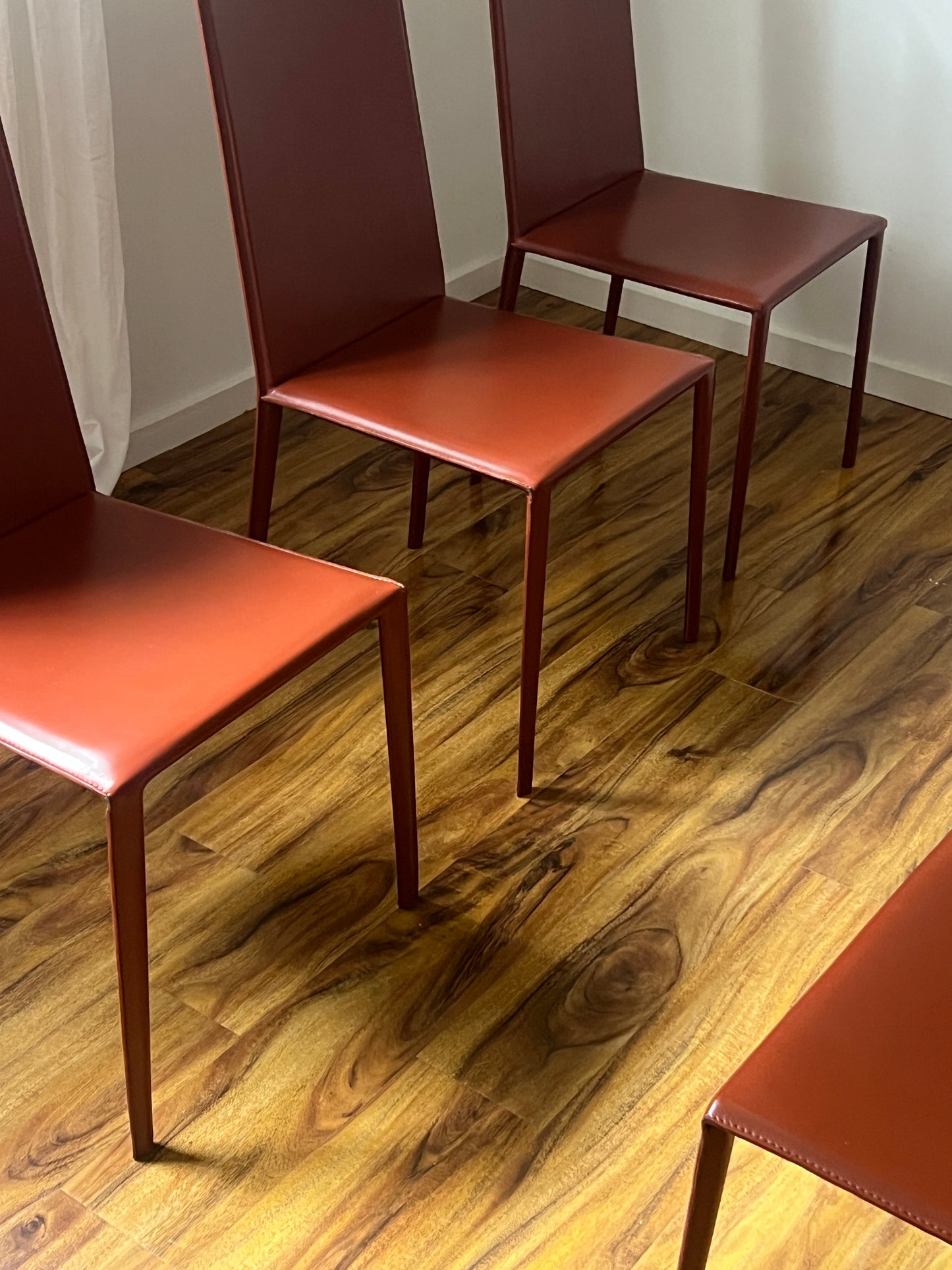 Brick-Red Leather 'Norma' Chairs by Arper, Italy (Set of 6)