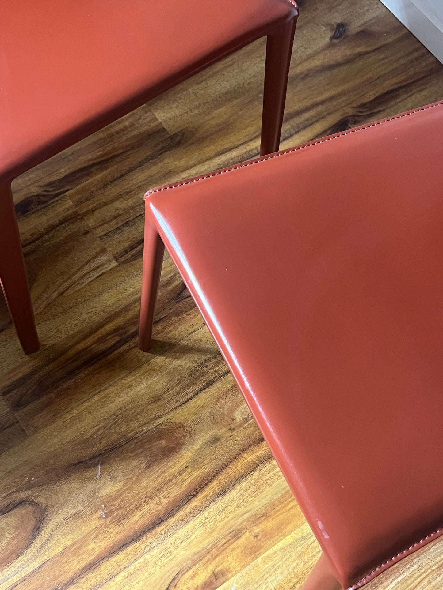 Brick-Red Leather 'Norma' Chairs by Arper, Italy (Set of 6)