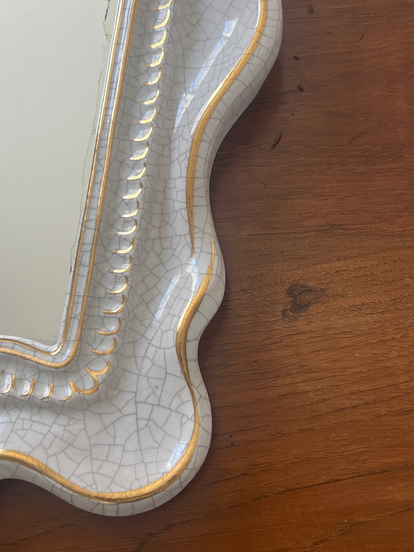 Scalloped Ceramic Mirror, Austria 1930s