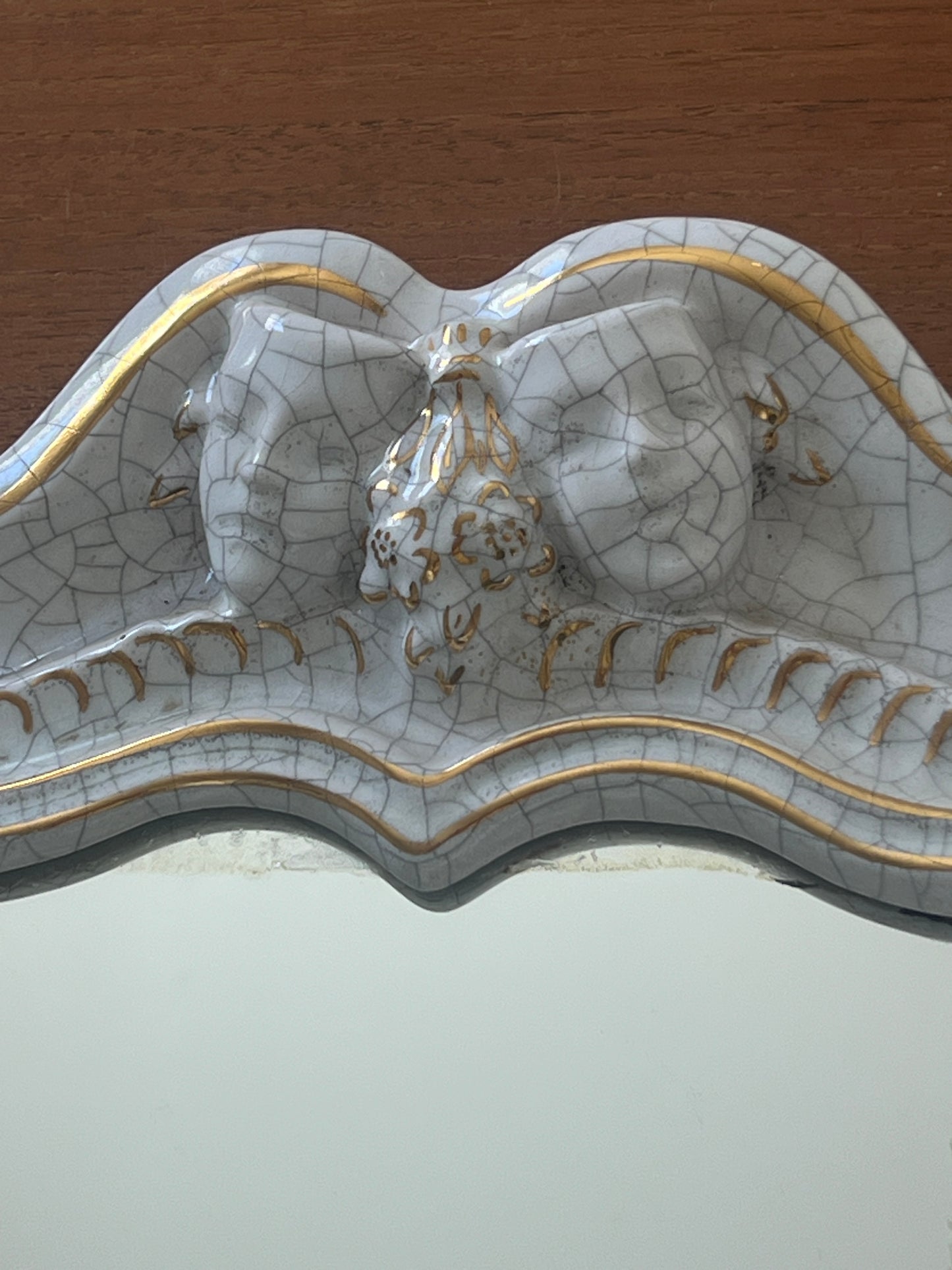 Scalloped Ceramic Mirror, Austria 1930s
