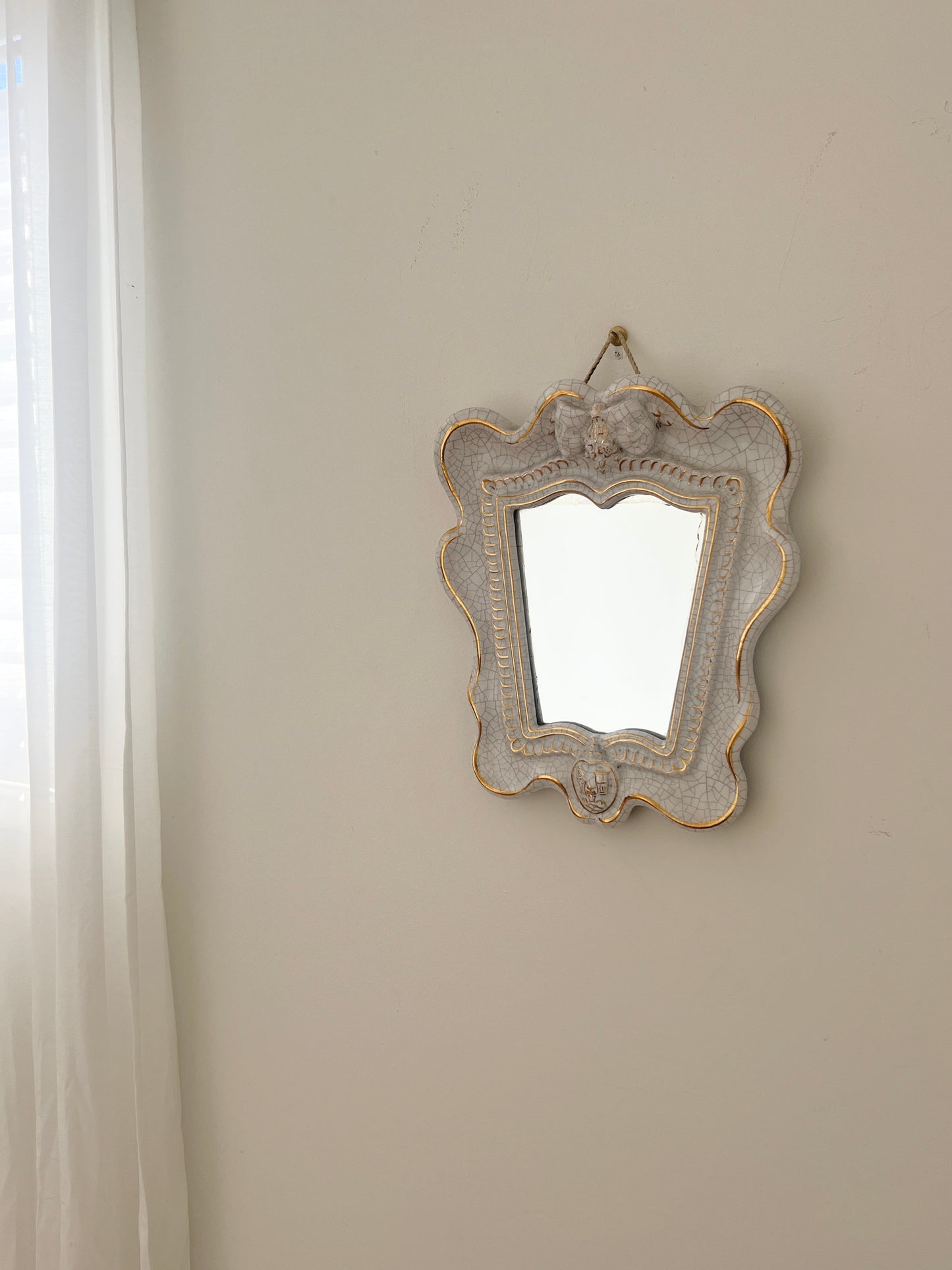 Scalloped Ceramic Mirror, Austria 1930s