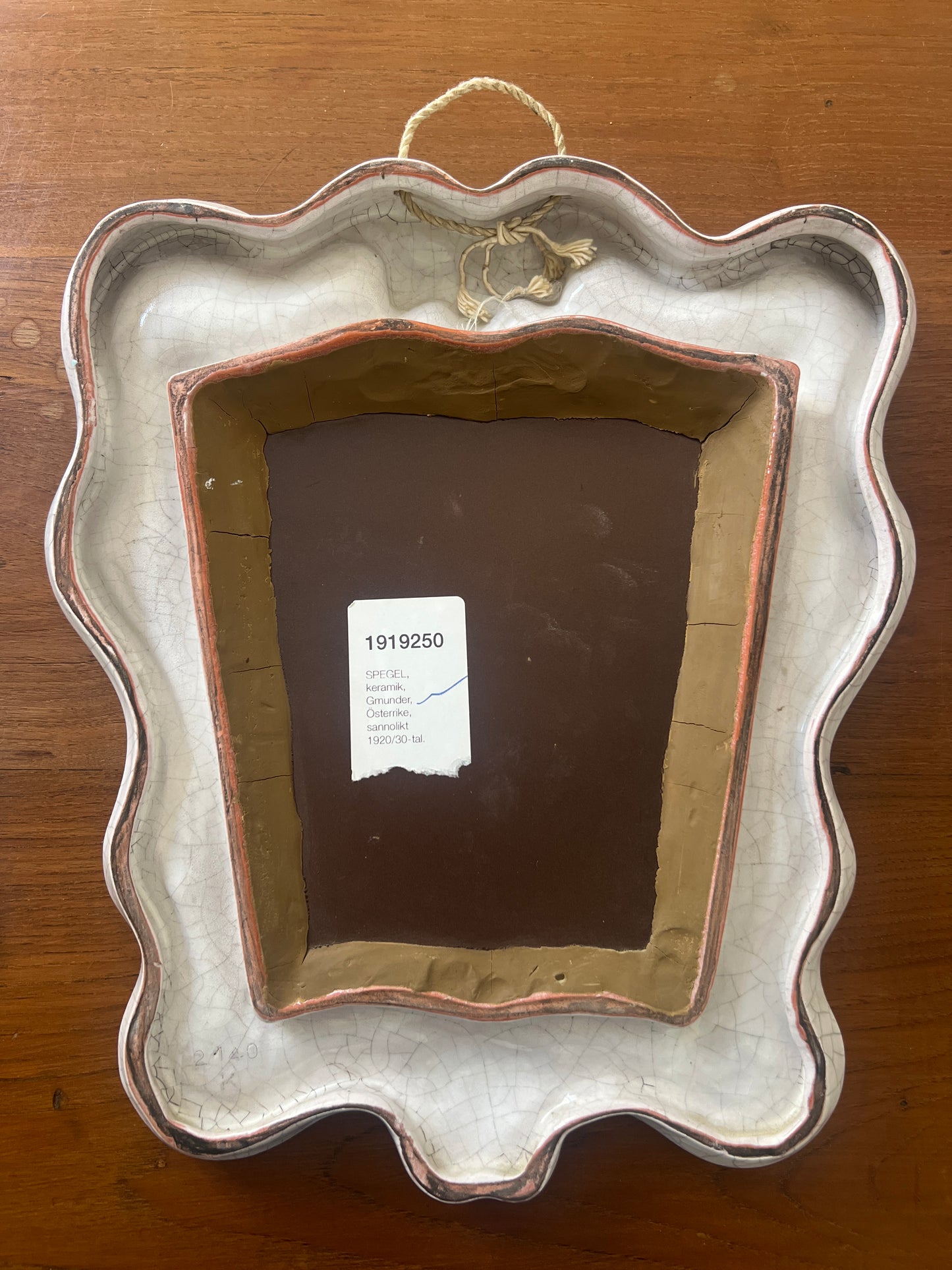 Scalloped Ceramic Mirror, Austria 1930s