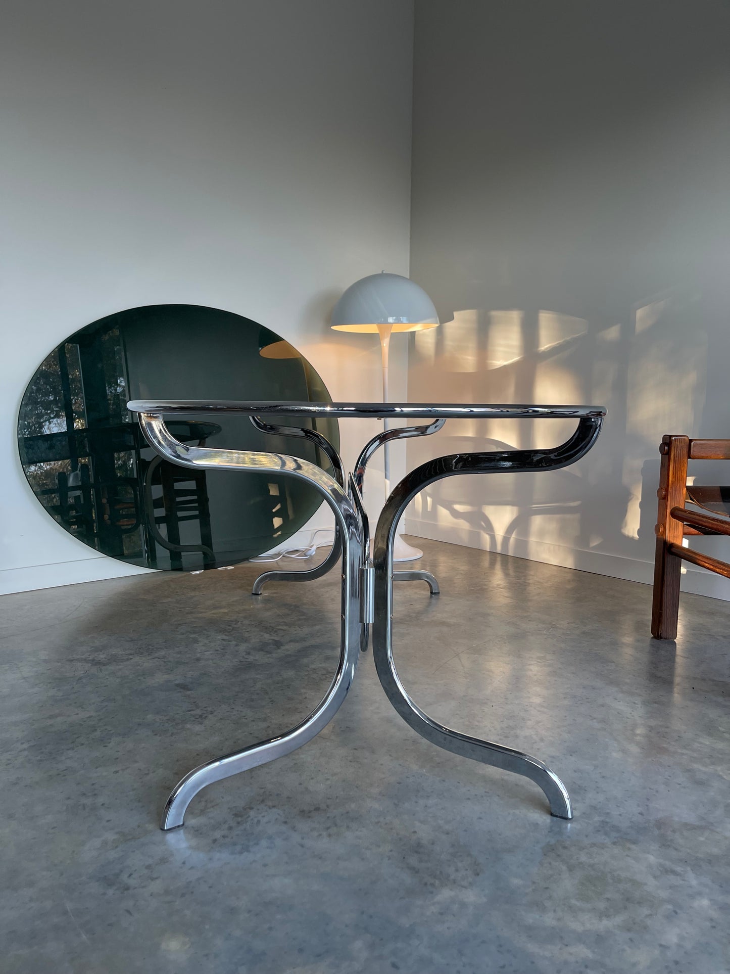 - Chrome & Smoked Glass Dining Table - Gastone Rinaldi for Rima, 70's.