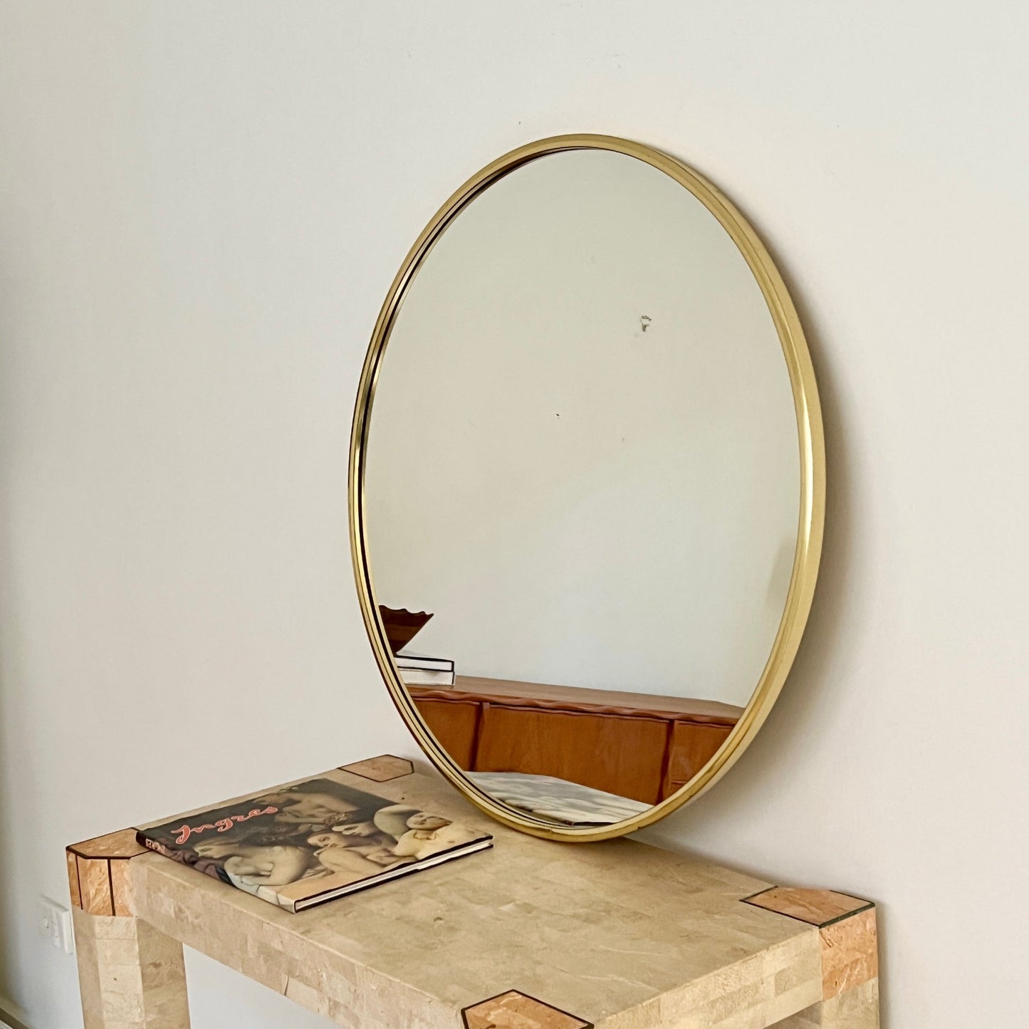 Large Vintage Italian Brass Mirror