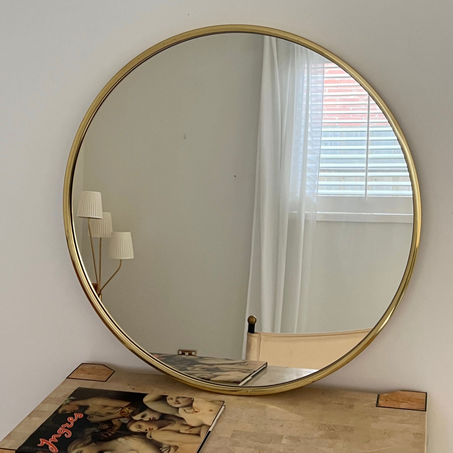 Large Vintage Italian Brass Mirror