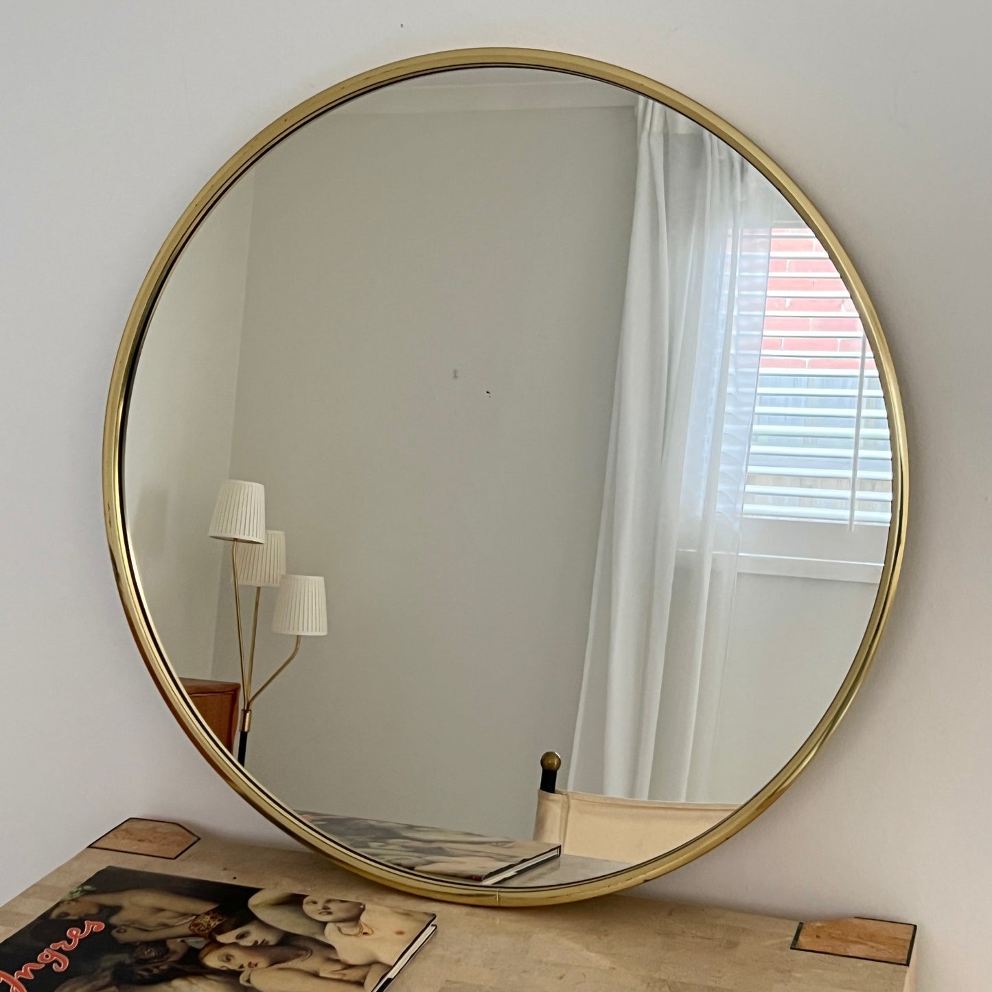 Large Vintage Italian Brass Mirror