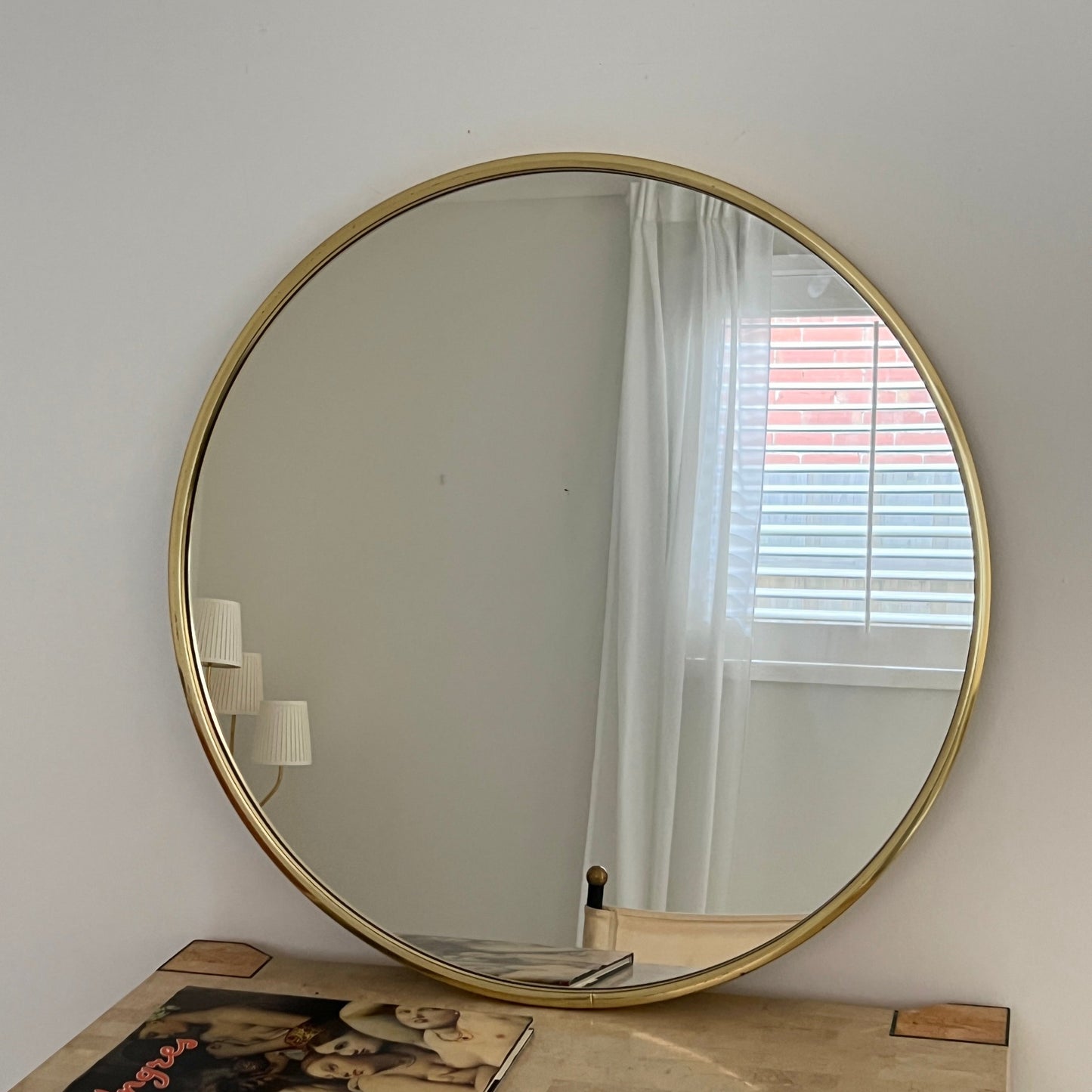 Large Vintage Italian Brass Mirror