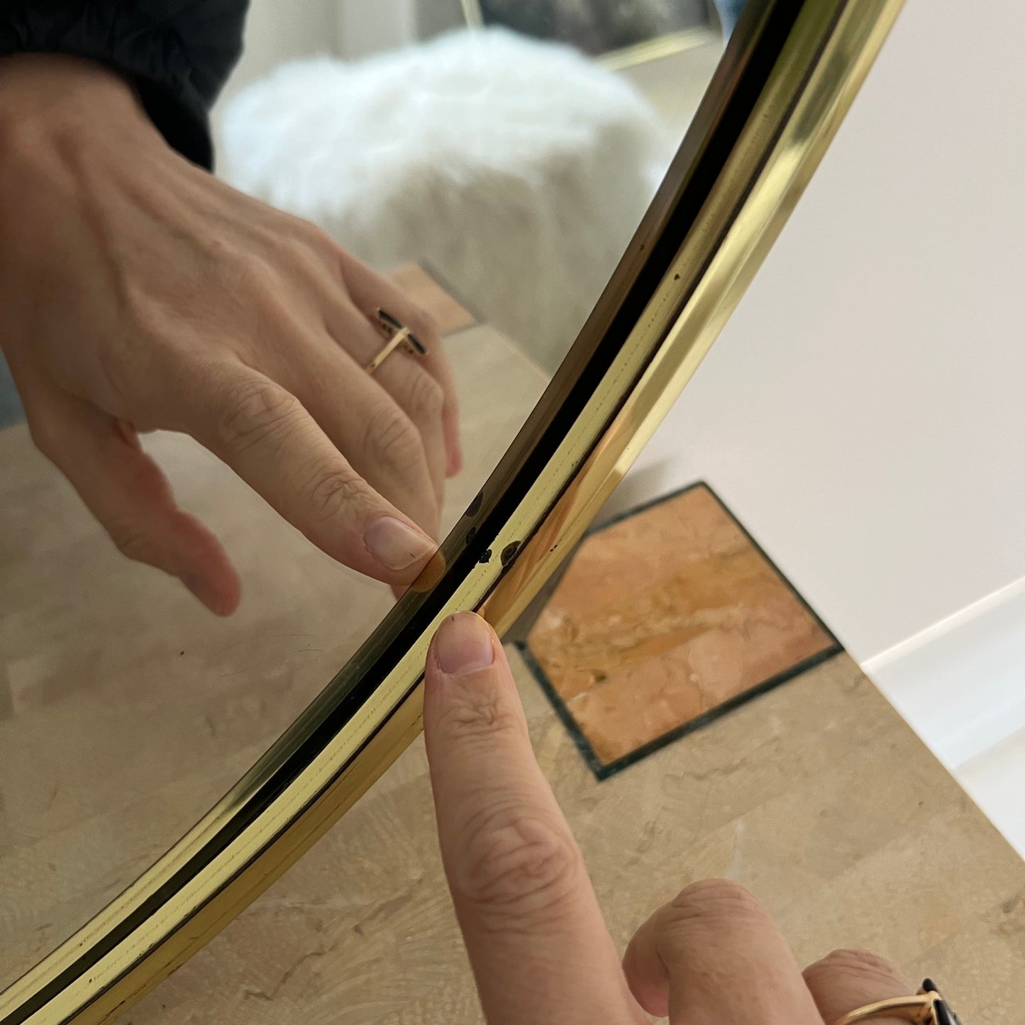 Large Vintage Italian Brass Mirror