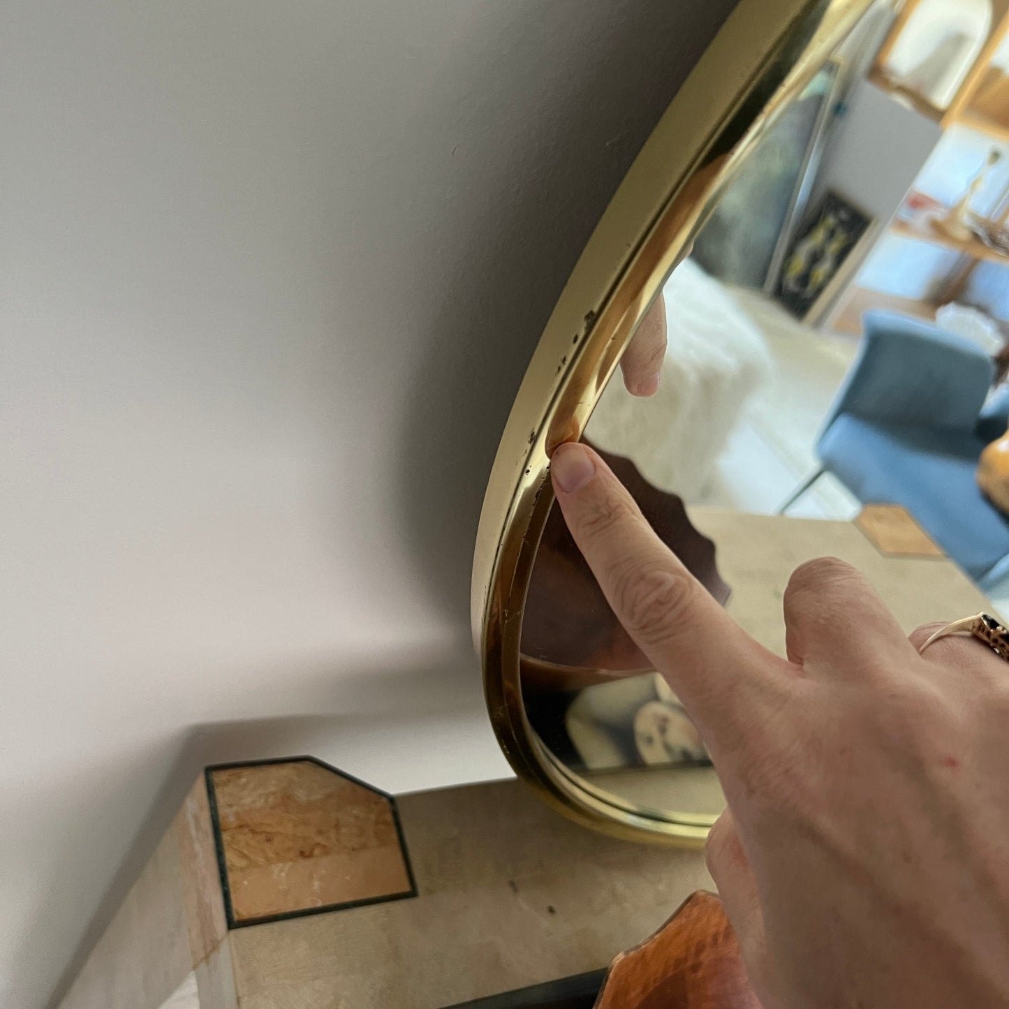 Large Vintage Italian Brass Mirror