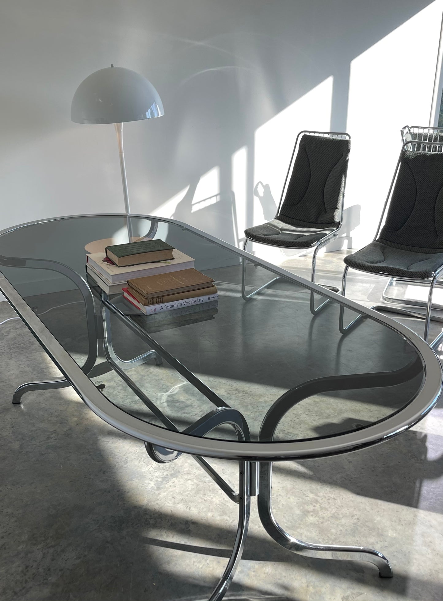 - Chrome & Smoked Glass Dining Table - Gastone Rinaldi for Rima, 70's.