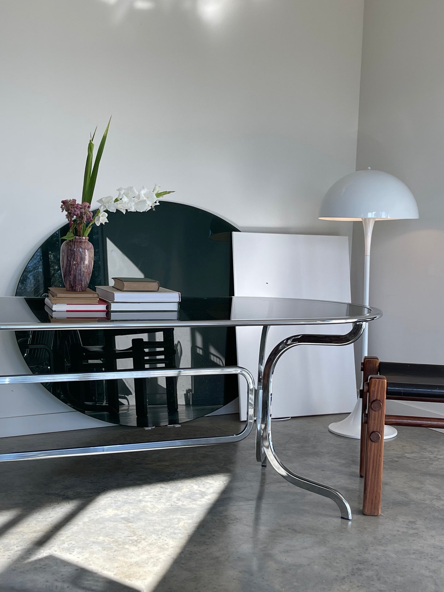 - Chrome & Smoked Glass Dining Table - Gastone Rinaldi for Rima, 70's.