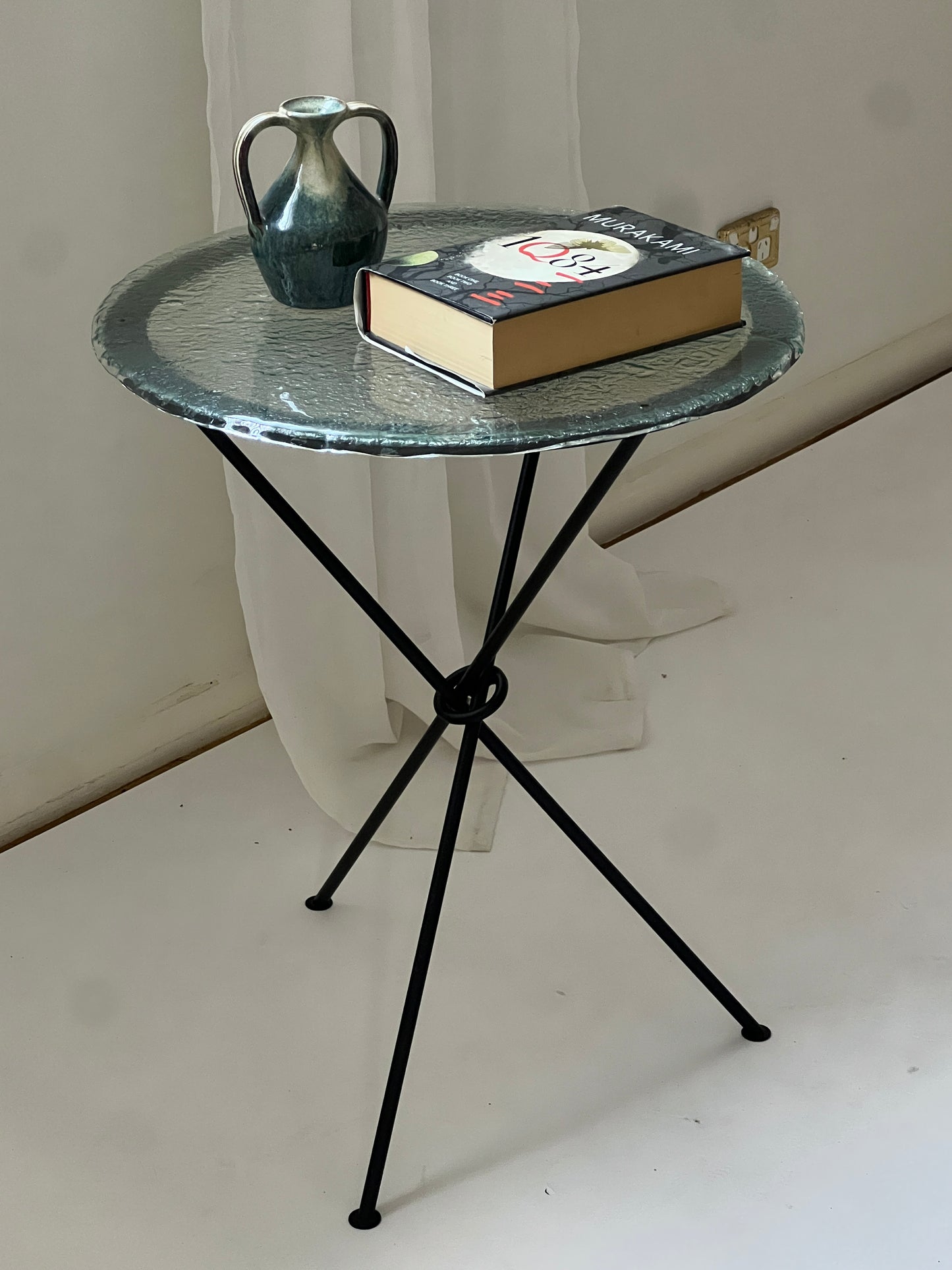 Iron & Frosted Glass 'Knot' Table