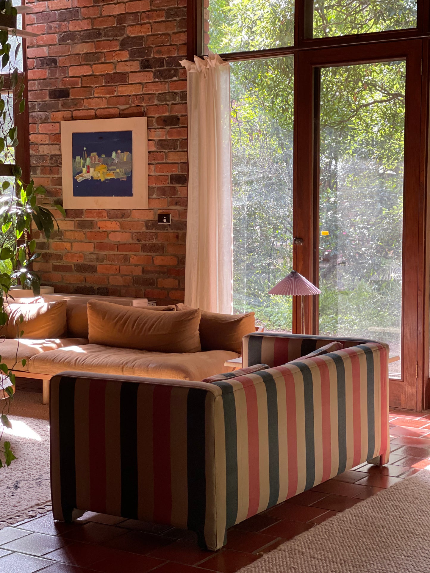 Thick, Textural Striped Sofa