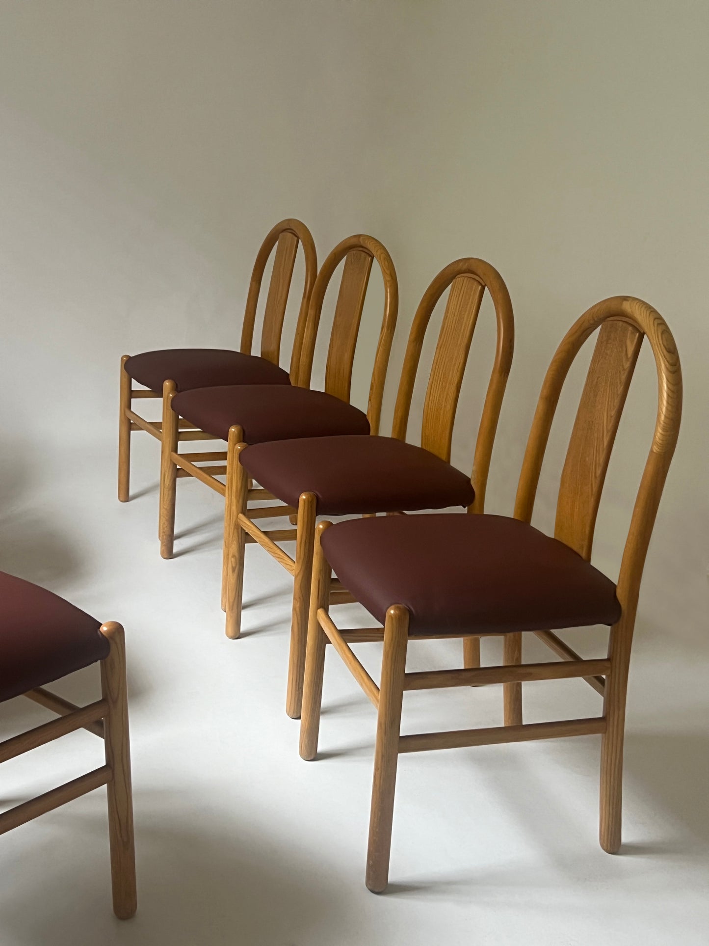 Newly Reupholstered Leather Dining Chair by Fratelli Montina - 1970s Italy (12 Available)