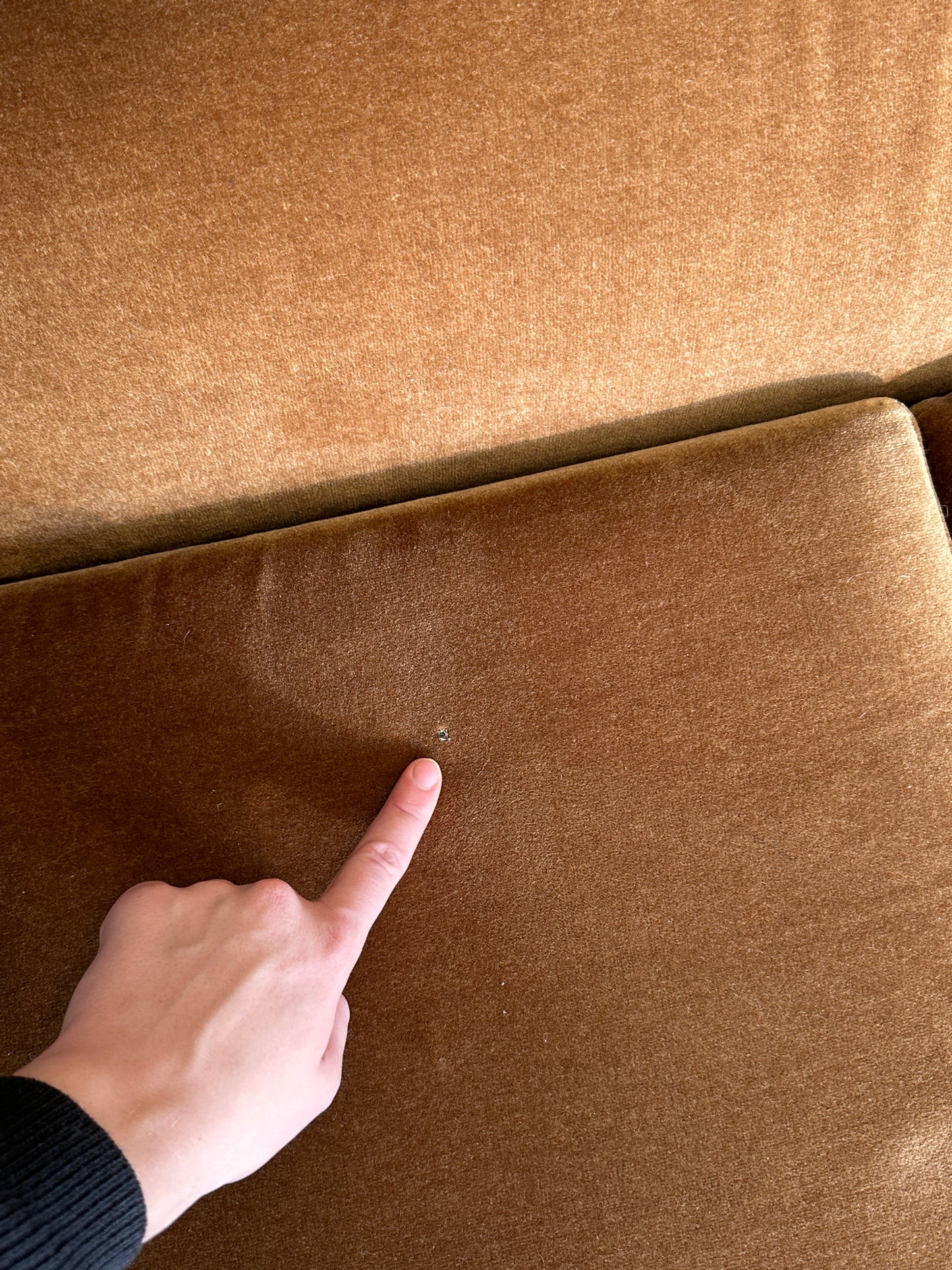Vintage Tufted Caramel Velvet Sofa