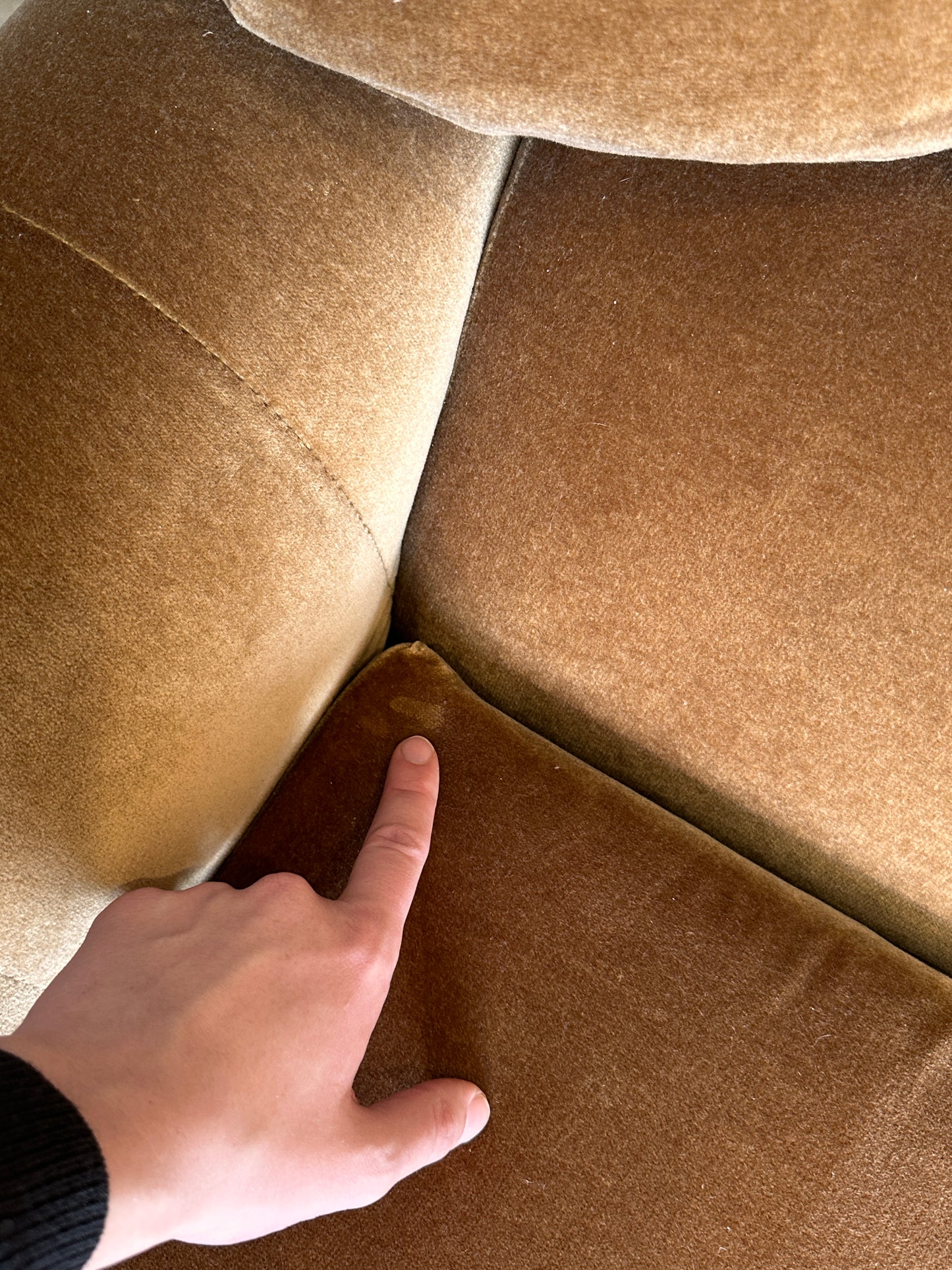 Vintage Tufted Caramel Velvet Sofa