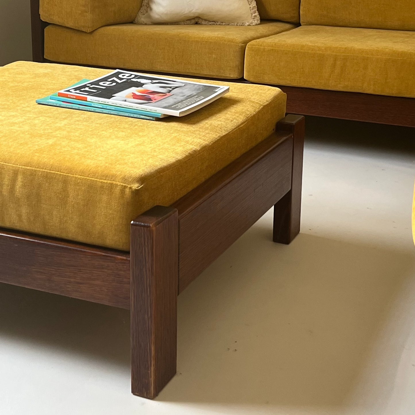 Mustard Velvet Modular Sofa & Ottoman Set