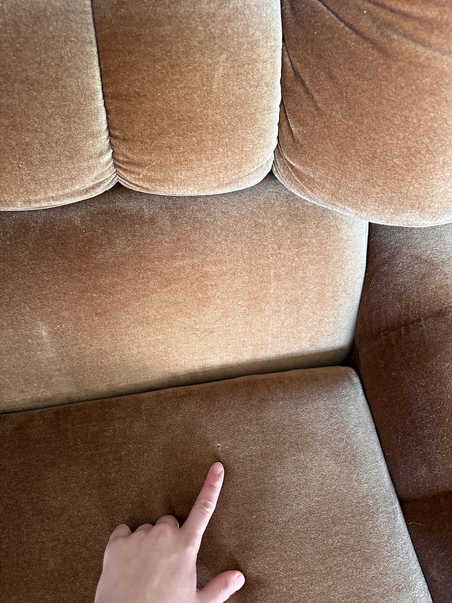 Vintage Tufted Caramel Velvet Armchair