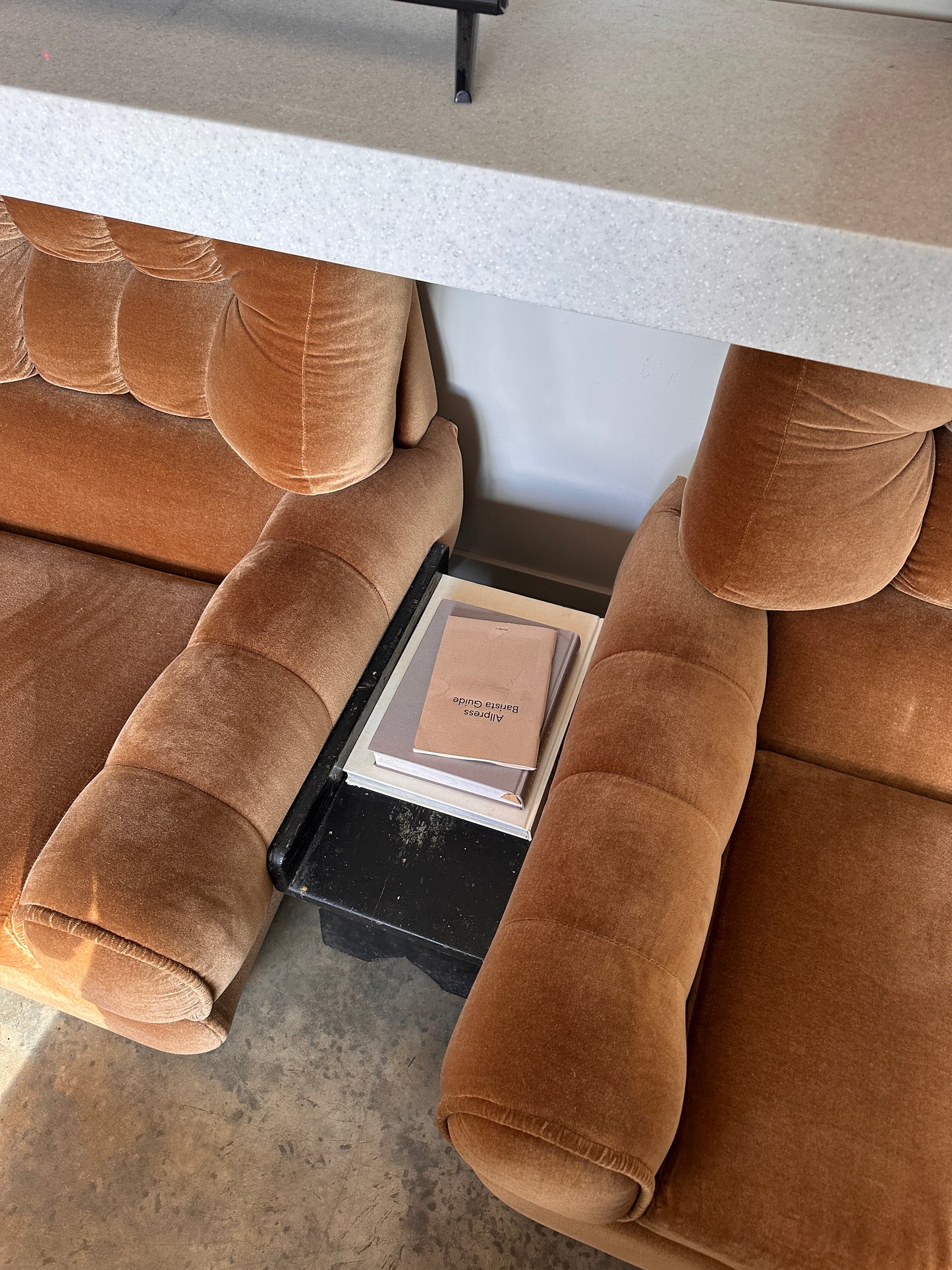 Vintage Tufted Caramel Velvet Armchair