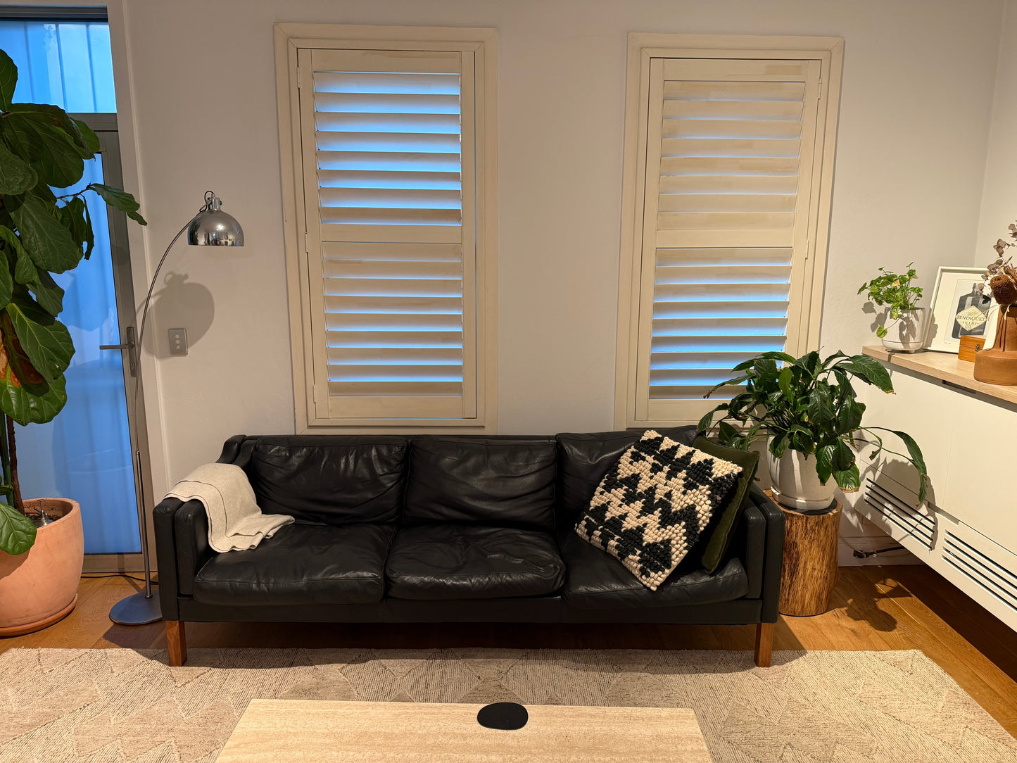 Mid Century Danish Black Leather Sofa