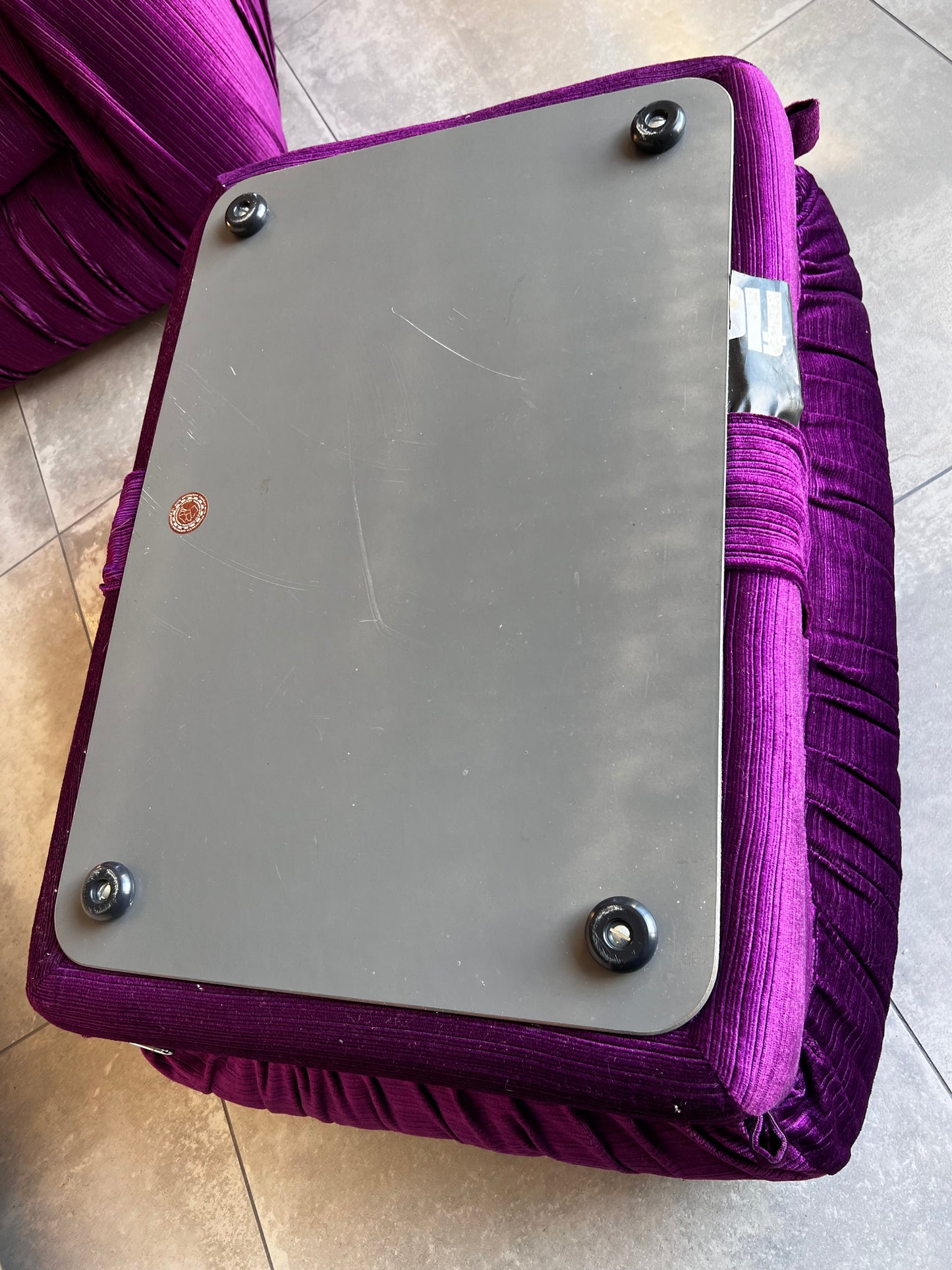 Purple Velvet Flerbelle Armchairs and Ottomans