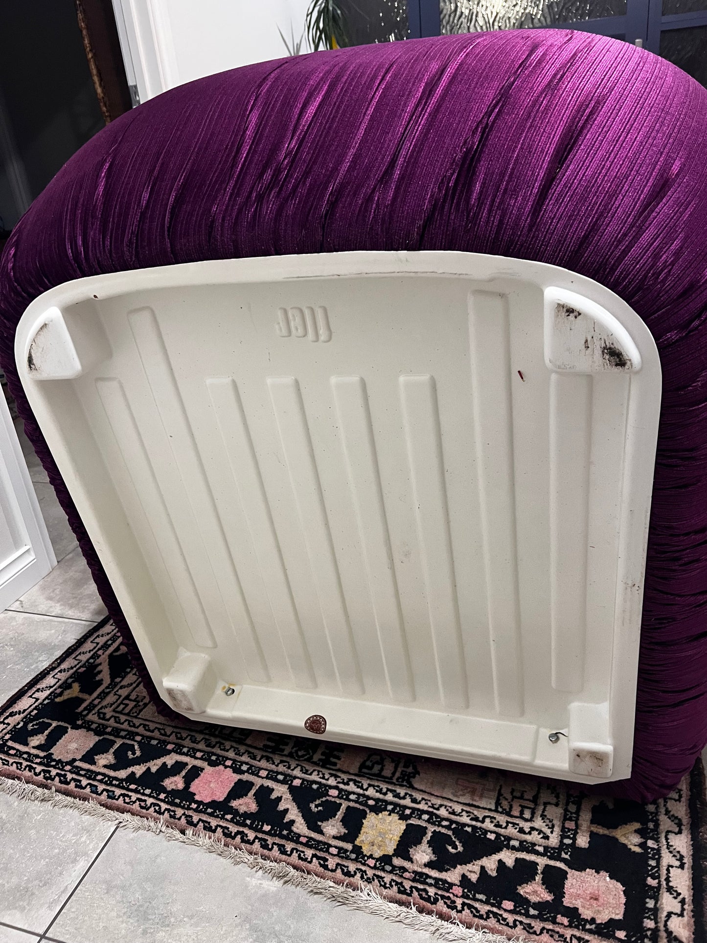 Purple Velvet Flerbelle Armchairs and Ottomans