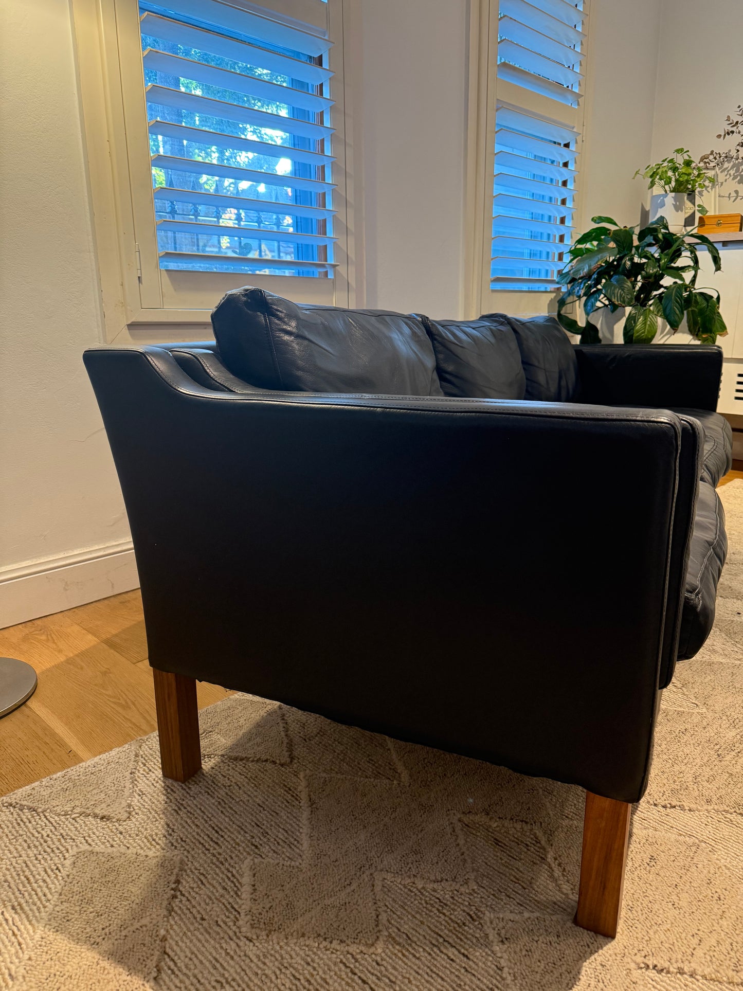 Mid Century Danish Black Leather Sofa