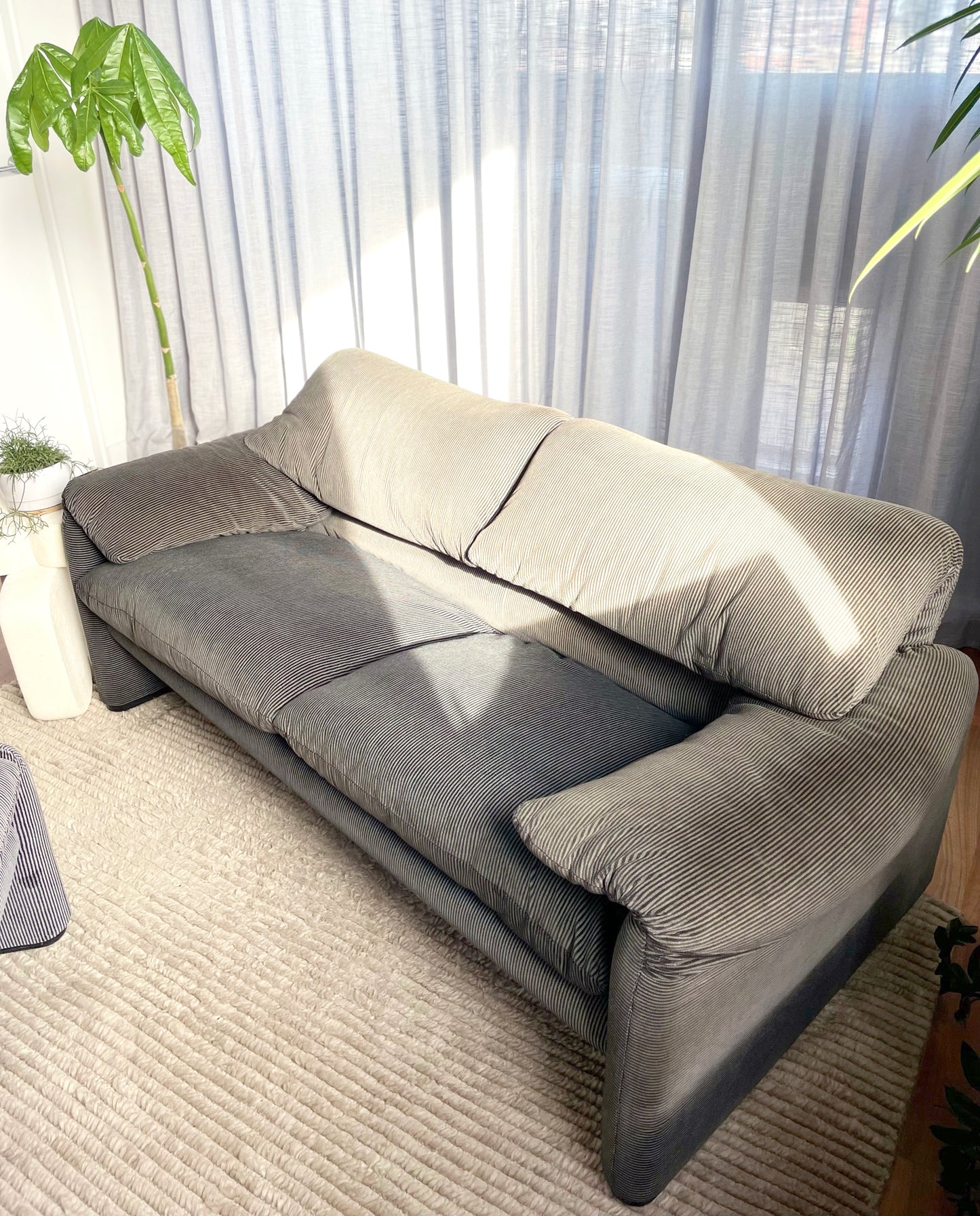 Maralunga Sofa and One Ottoman by Vico Magistretti for Cassina, Italy 1970s