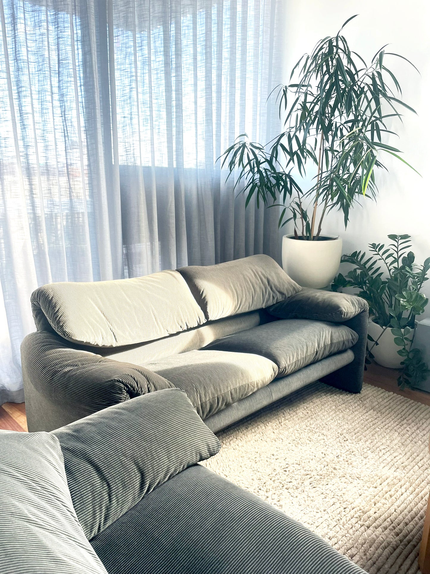 Maralunga Sofa and One Ottoman by Vico Magistretti for Cassina, Italy 1970s