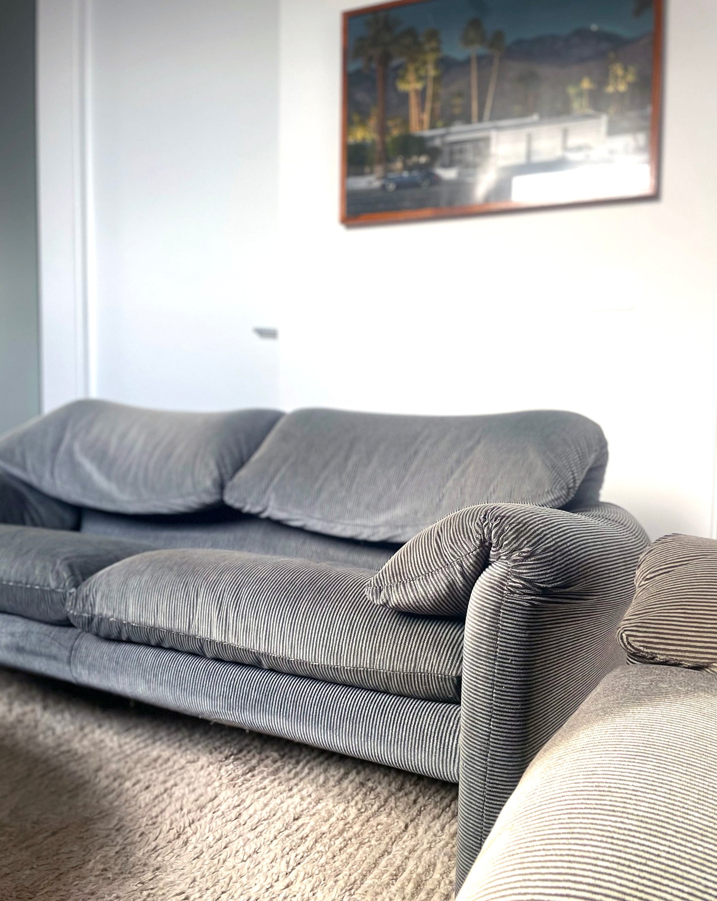 Maralunga Sofa and One Ottoman by Vico Magistretti for Cassina, Italy 1970s