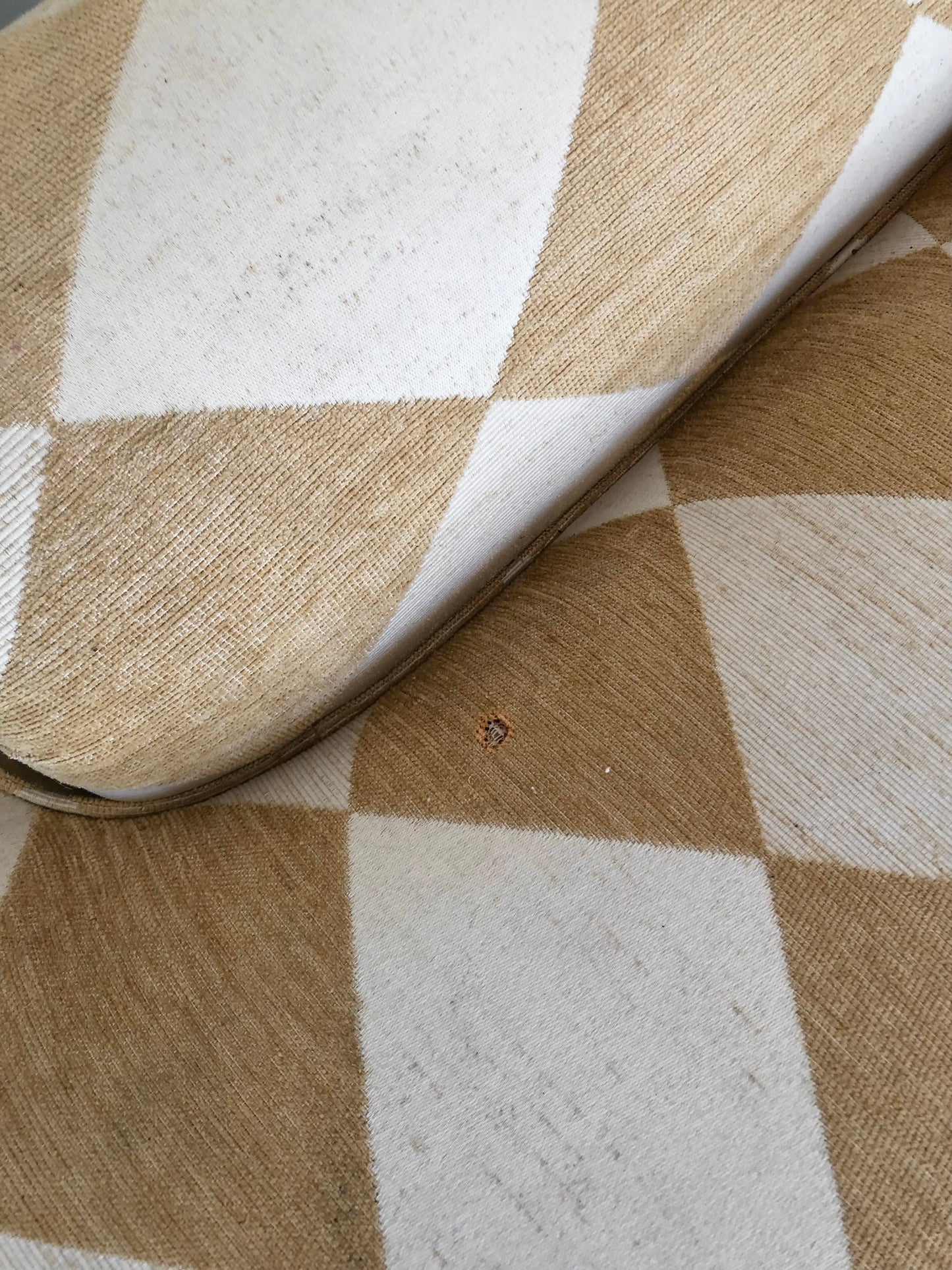 Vintage Cream & Gold Checker Sofa