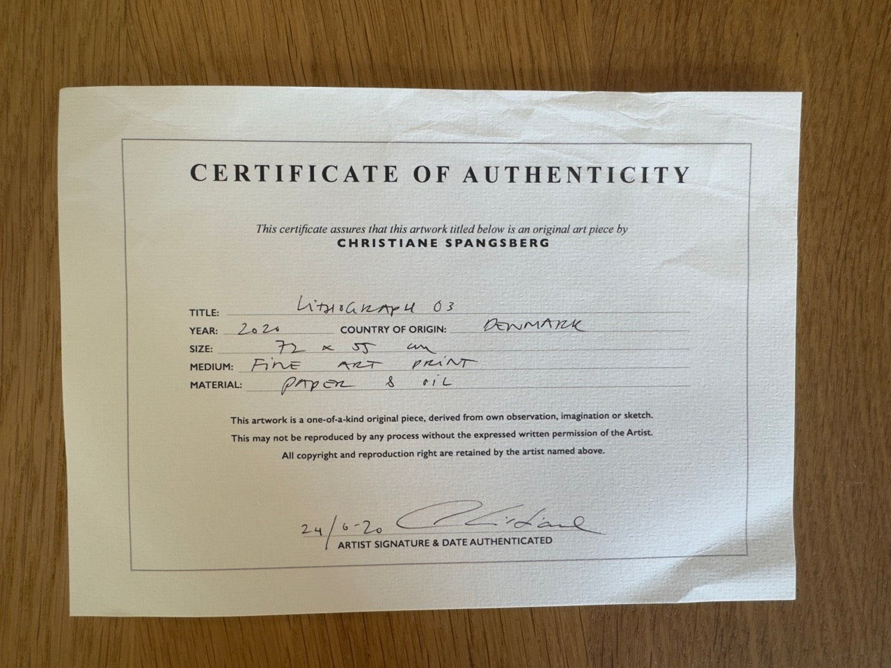 Christiane Spangsberg Lithograph 1/50