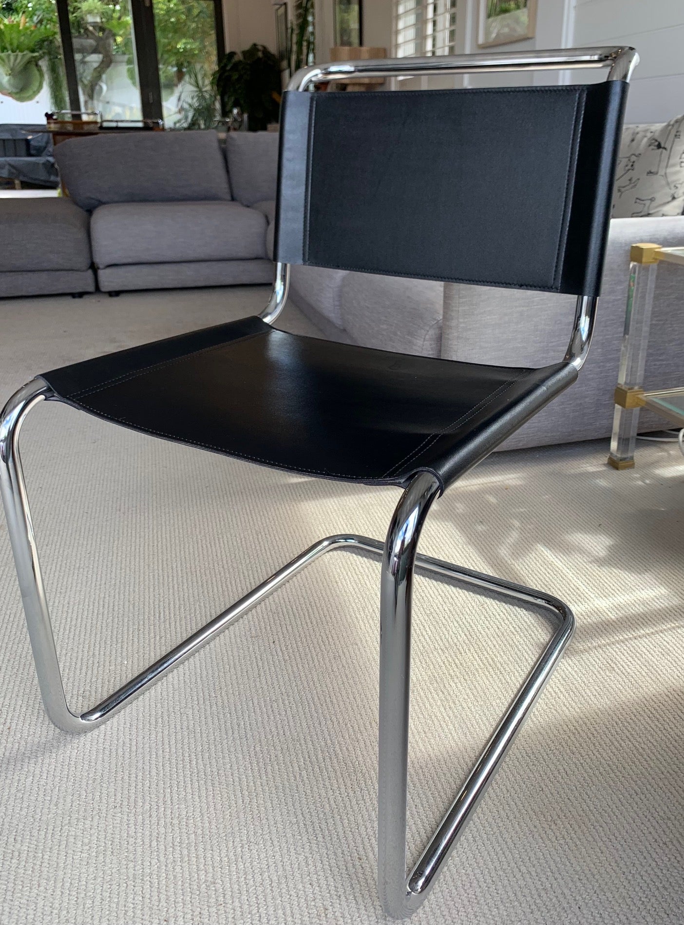 Vintage Black Leather Italian-Made Spoleto Bespoke Dining Chairs