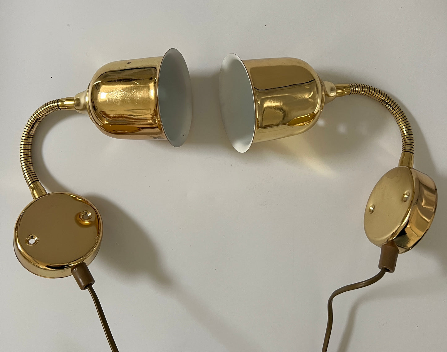 Pair of Brass Bedside Wall Lights, Sweden 1960s