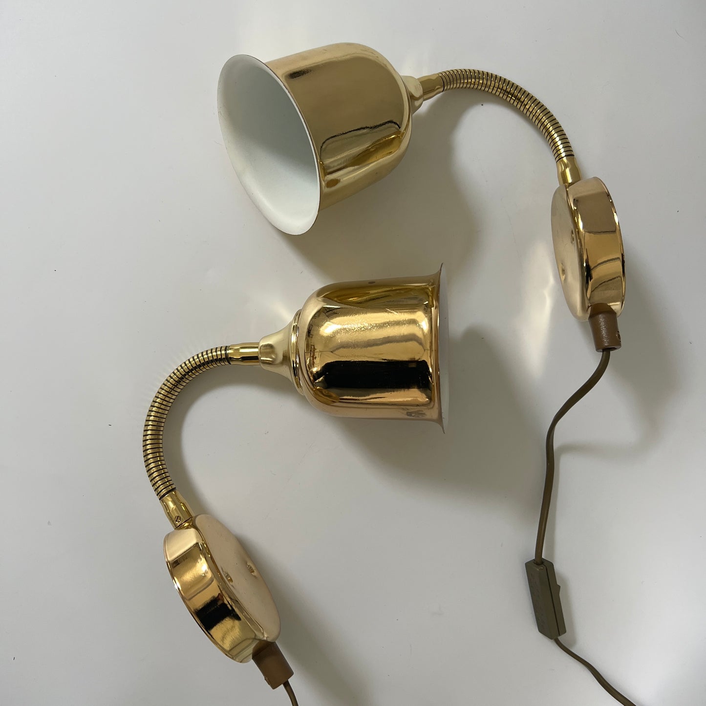 Pair of Brass Bedside Wall Lights, Sweden 1960s